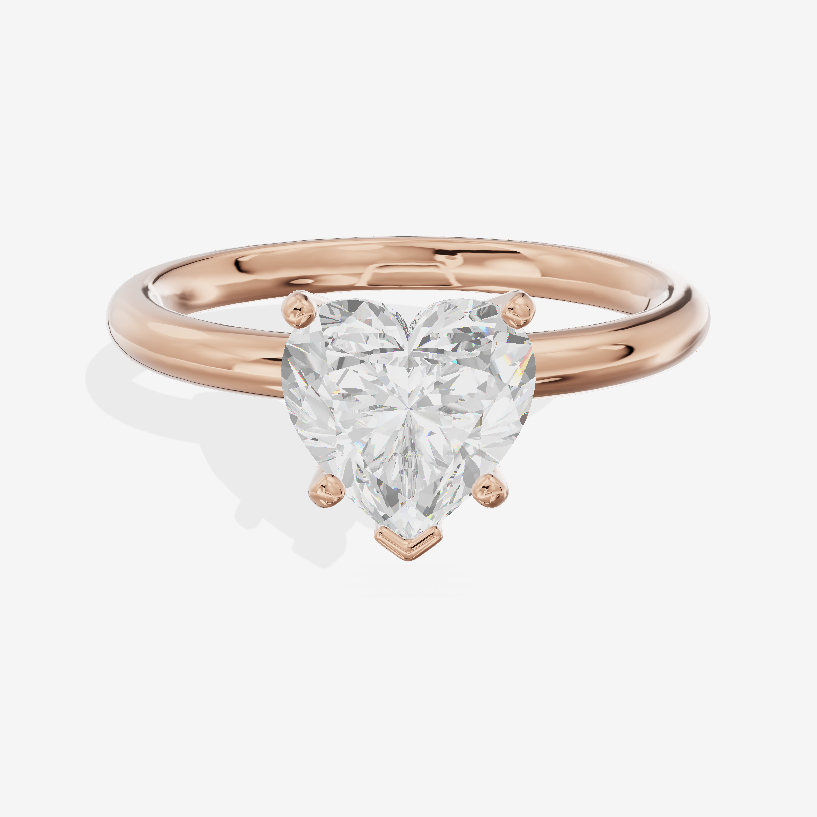 Classic Sincere 2mm Heart Six-Prong Engagement Ring in 14K Rose Gold
