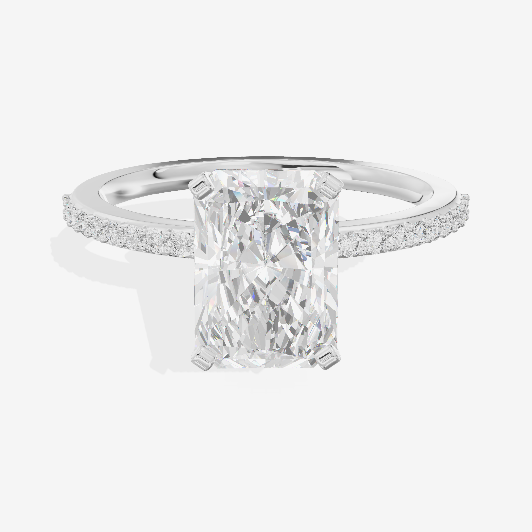 Twined Selenia Radiant Engagement Ring with Side Stones (1/10 ct. tw.) in 14K White Gold