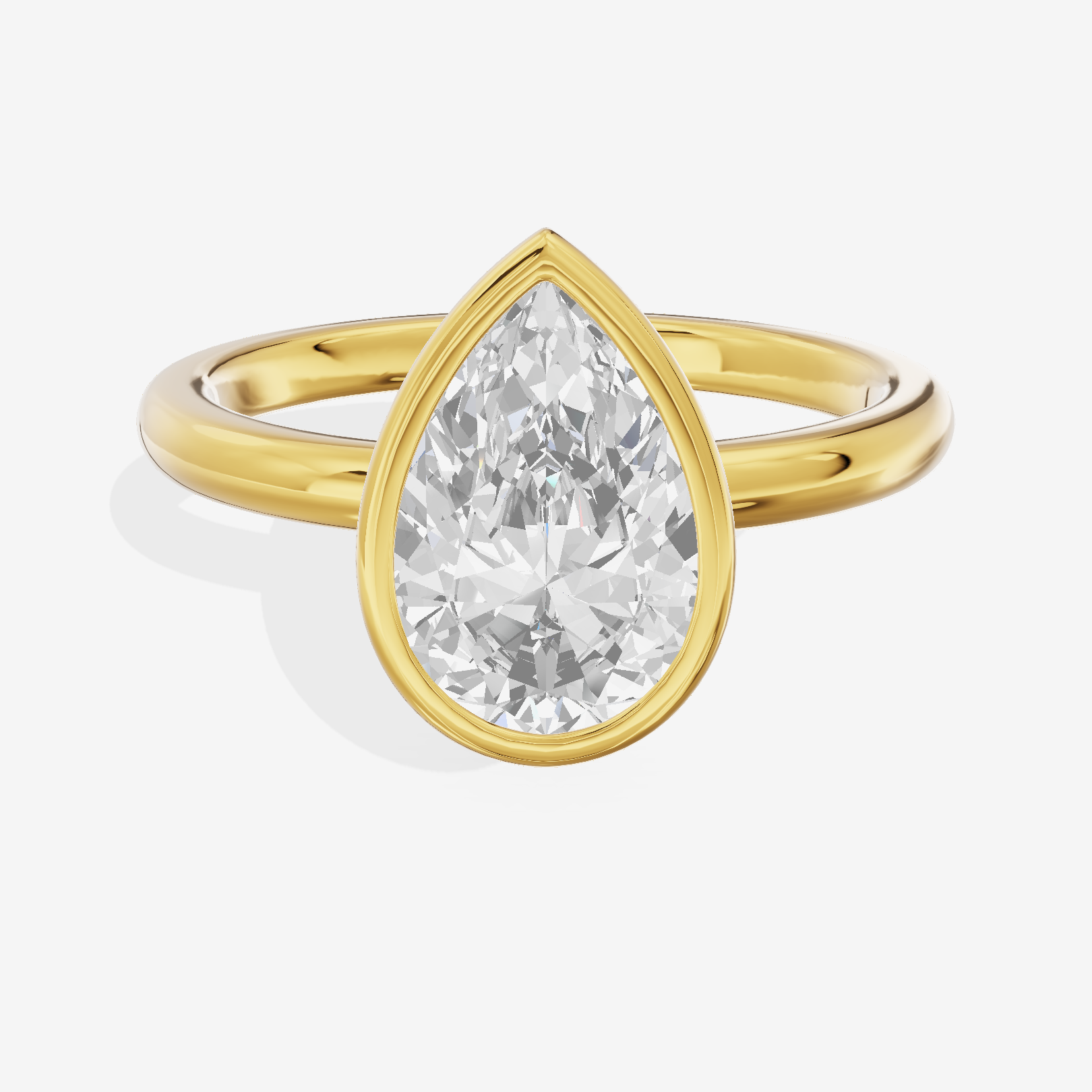 Tensare Bezel 2mm Pear Solitaire Engagement Ring in 18K Yellow Gold