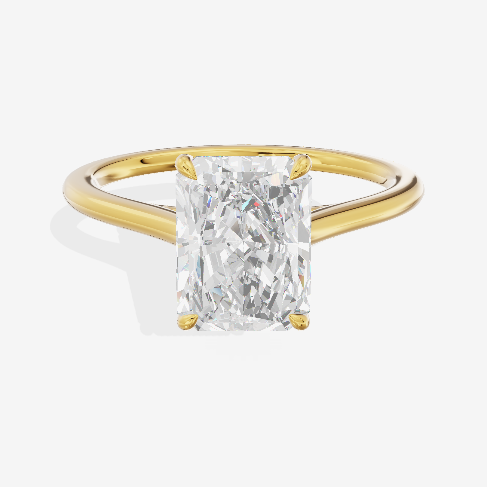 One of One 1.4mm Radiant Solitaire Engagement Ring in 14K Yellow Gold