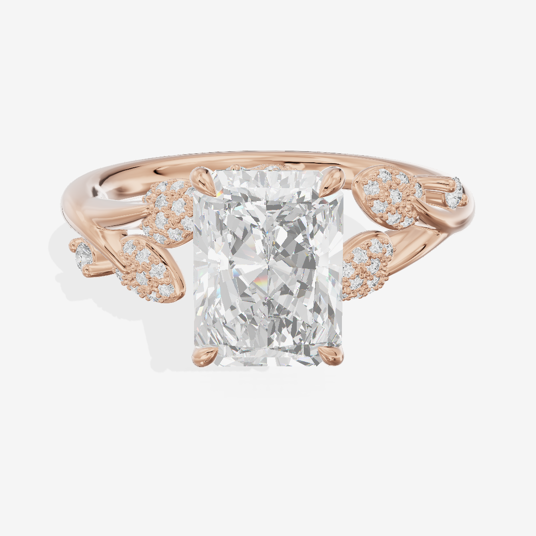 Lightwoven Radiant Engagement Ring with Side Stones (1/6 ct. tw.) in 14K Rose Gold