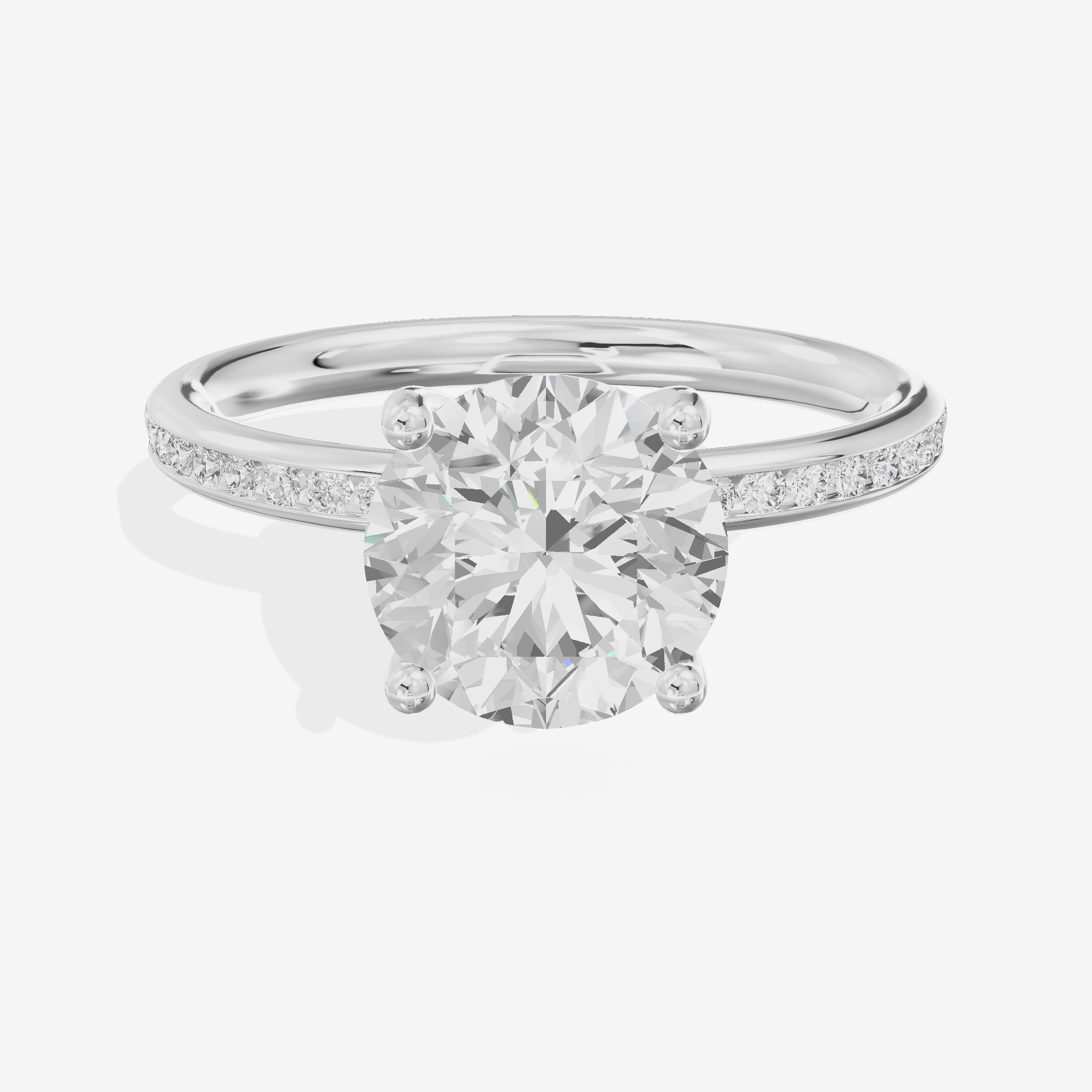 Classic Trellise Round Engagement Ring with Side Stones (1/8 ct. tw.) in 18K White Gold