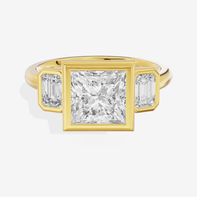 Selenia Three Stone Princess Engagement Ring (1/2 ct. tw.) in 14K Yellow Gold