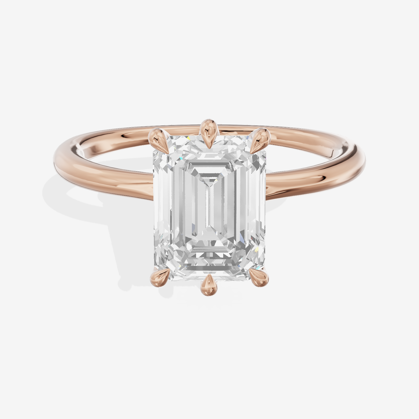 Modern Aimora 2.3mm Emerald Six-Prong Engagement Ring in 14K Rose Gold