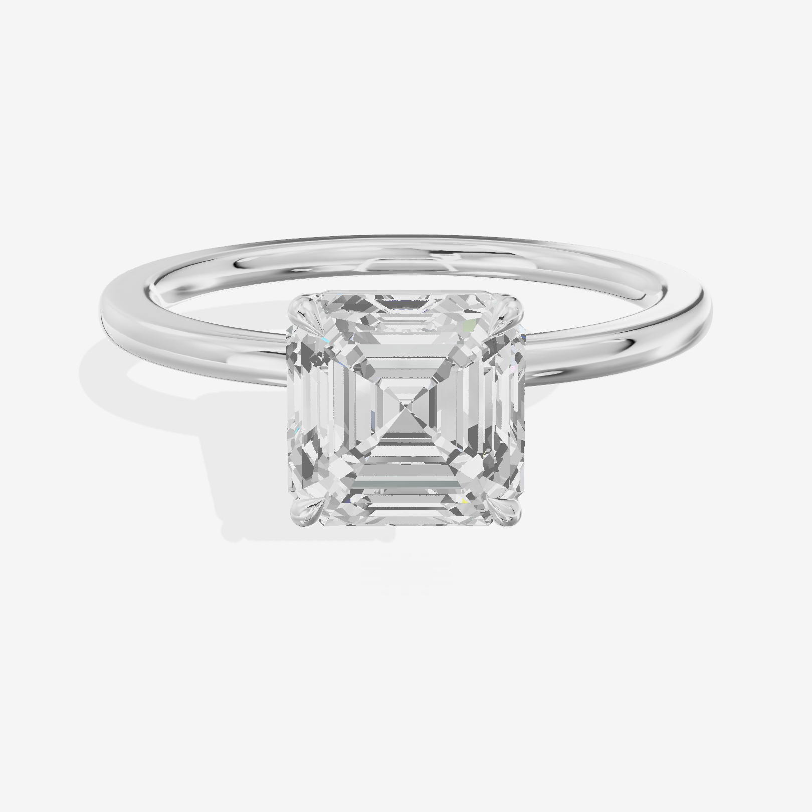 Charmae Ring 1.4mm Asscher Solitaire Engagement Ring in 18K White Gold