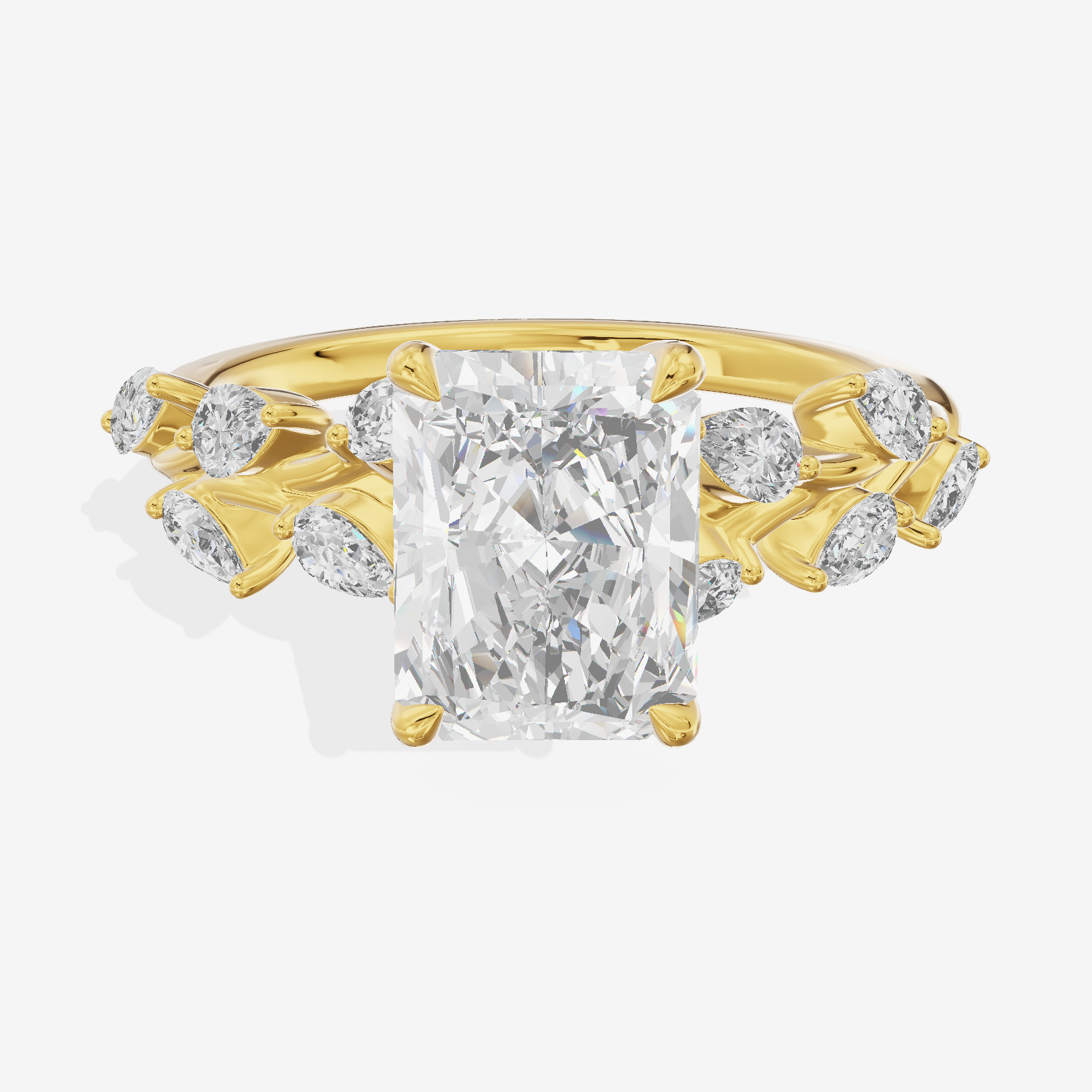 Classic Promezza Radiant Engagement Ring with Side Stones (1/2 ct. tw.) in 18K Yellow Gold