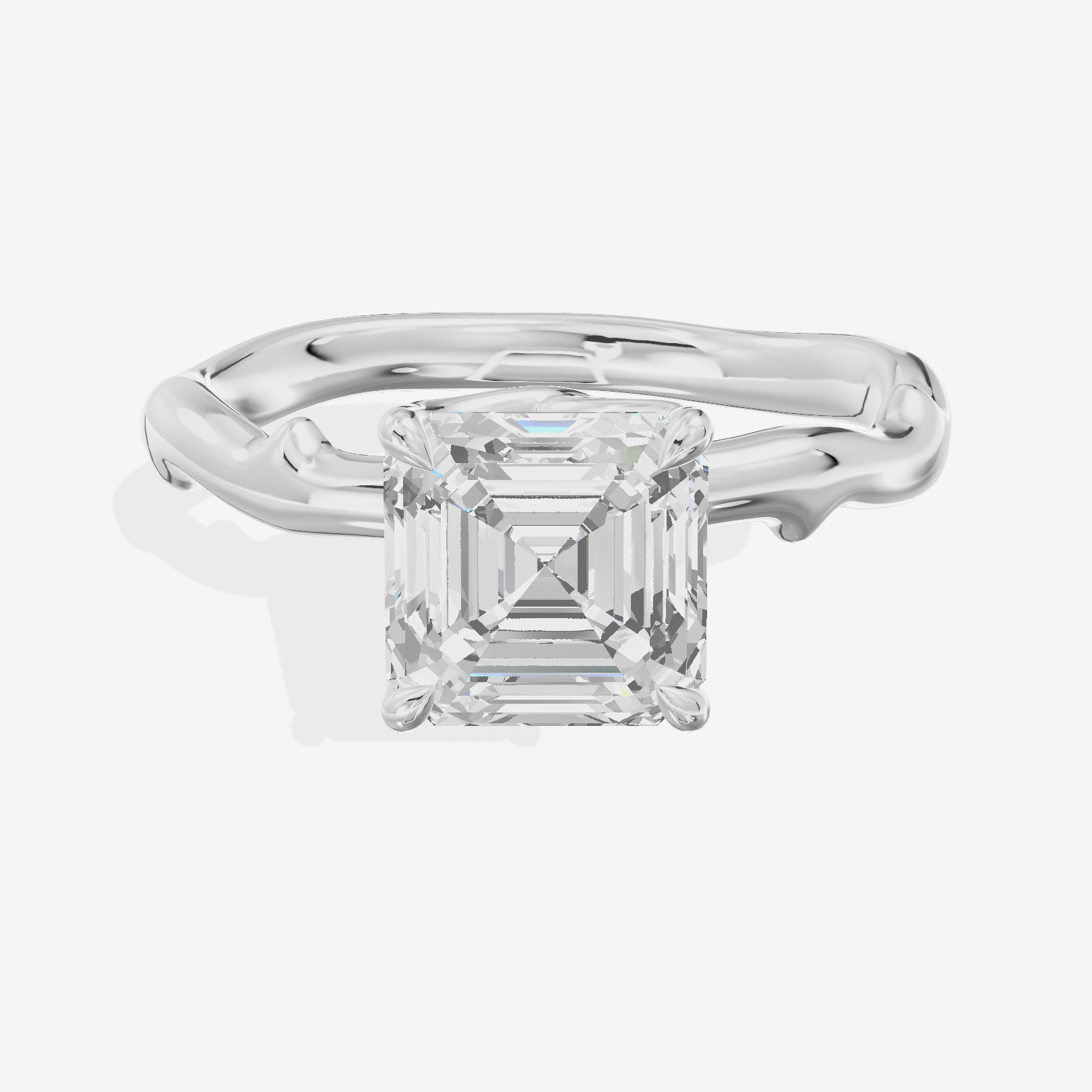 Vowsae Cathedral 2.2mm Asscher Solitaire Engagement Ring in 14K White Gold