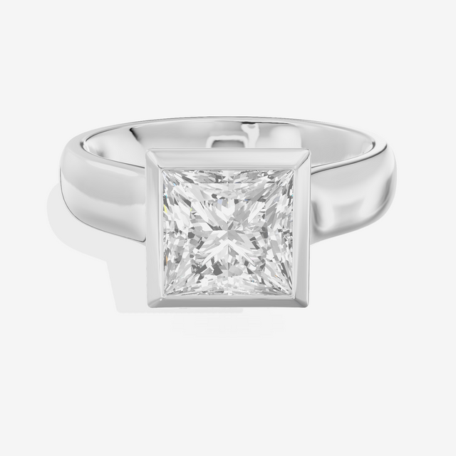 Cherubine 4mm Princess Bezel Engagement Ring in Platinum
