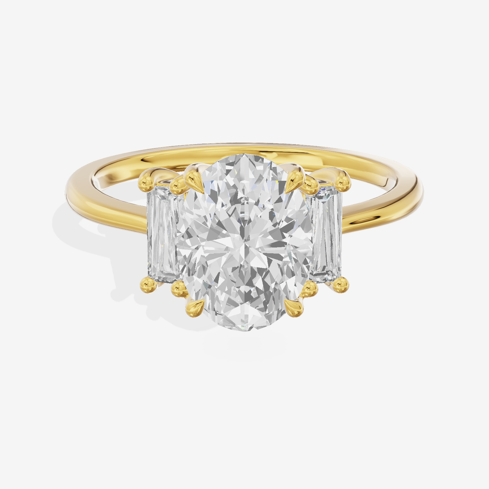 Eversince Three Stone Oval Engagement Ring (1/4 ct. tw.) in 18K Yellow Gold