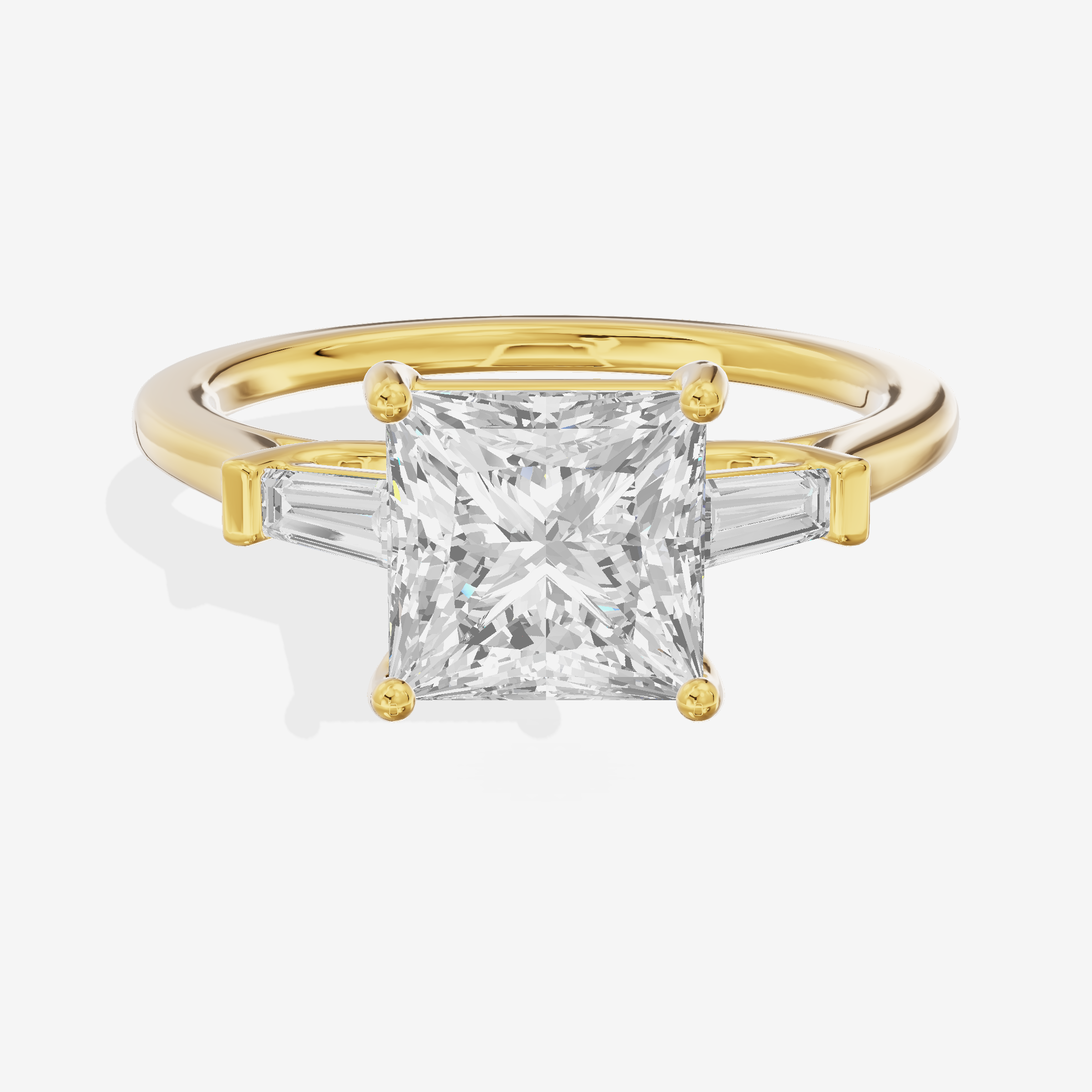 Petite Halcyon Princess Engagement Ring with Side Stones (1/6 ct. tw.) in 18K Yellow Gold