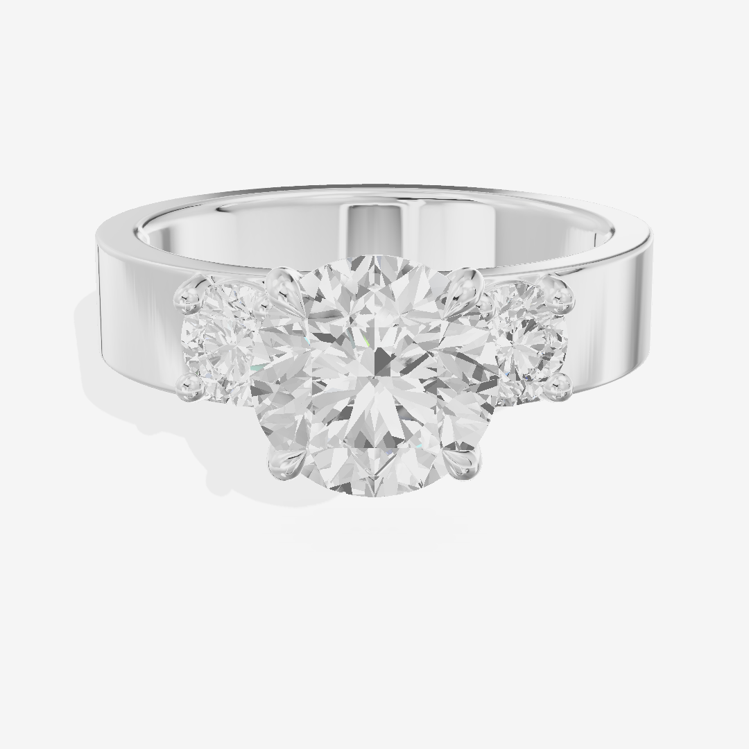 Royal Vowsae Three Stone Round Engagement Ring (1/2 ct. tw.) in Platinum