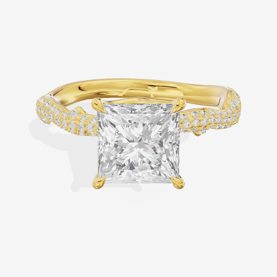 Twine Vine Vine Princess Engagement Ring with Side Stones (3/5 ct. tw.) in 14K Yellow Gold