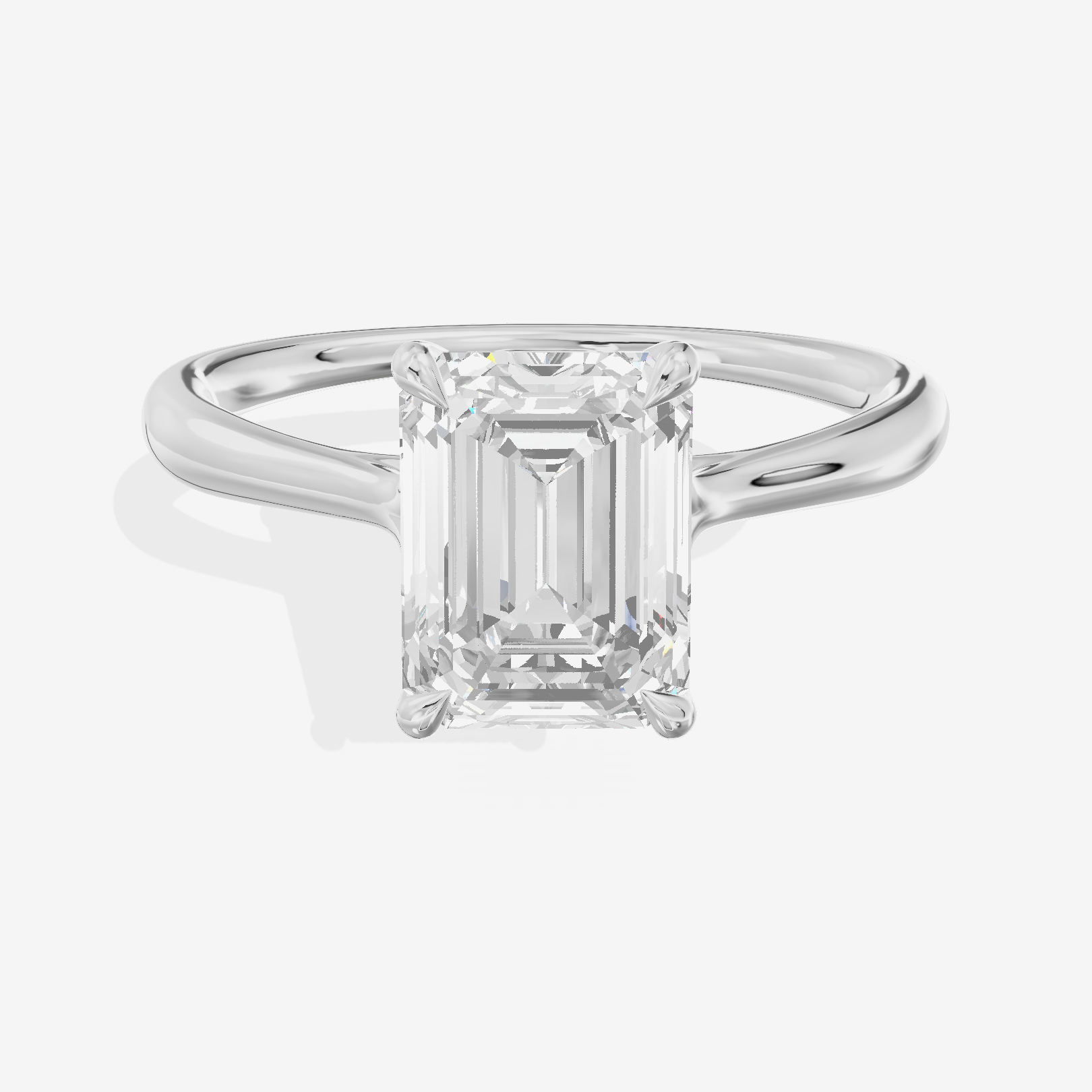 Mayrelle 2mm Emerald Solitaire Engagement Ring in 14K White Gold