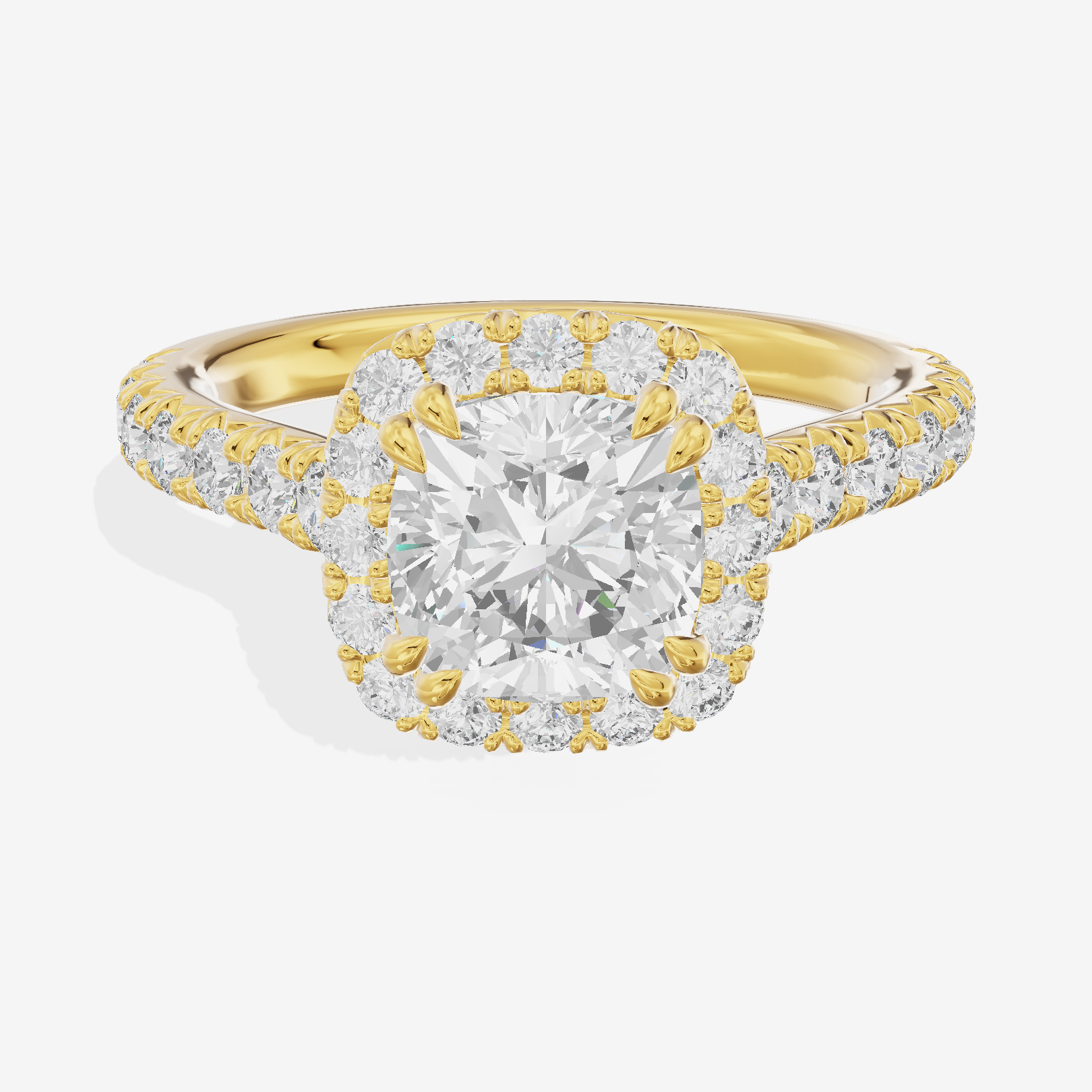 One of One Halo Cushion Engagement Ring (3/4 ct. tw.) in 18K Yellow Gold