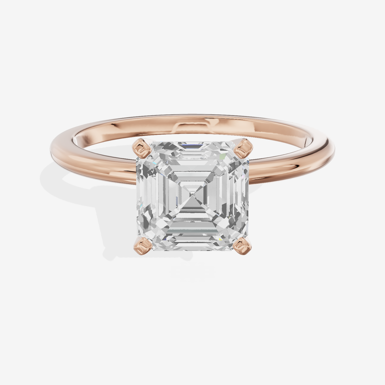 Coeurine 1.5mm Asscher Comfort Fit Engagement Ring in 14K Rose Gold