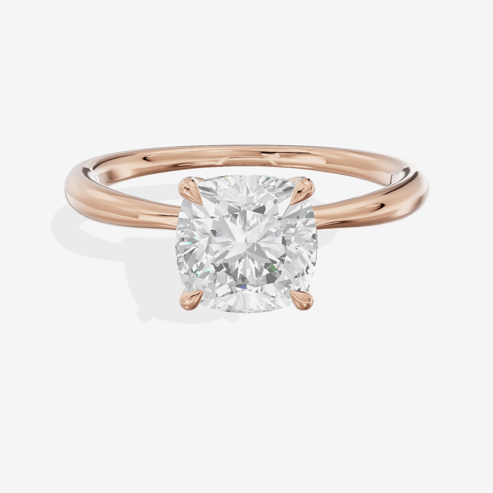 Whispered Aimora Cushion Solitaire Engagement Ring in 18K Rose Gold