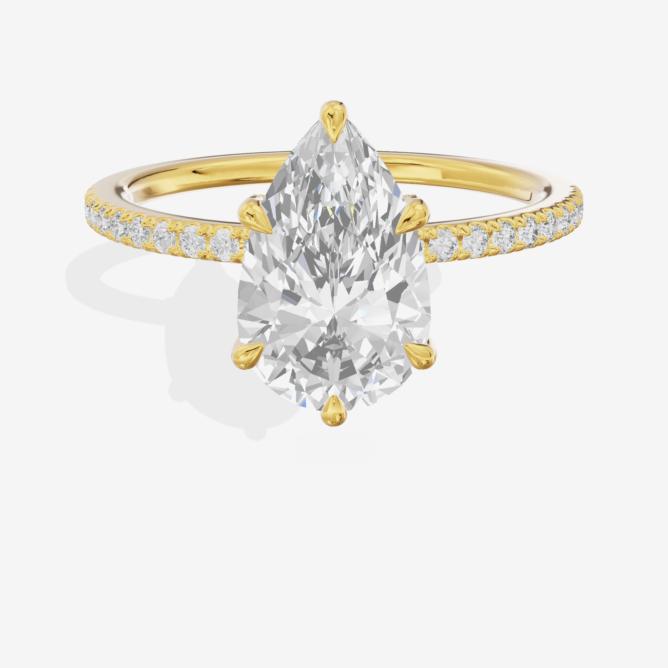 Bowed Sincere Pear Engagement Ring with Side Stones (1/4 ct. tw.) in 14K Yellow Gold