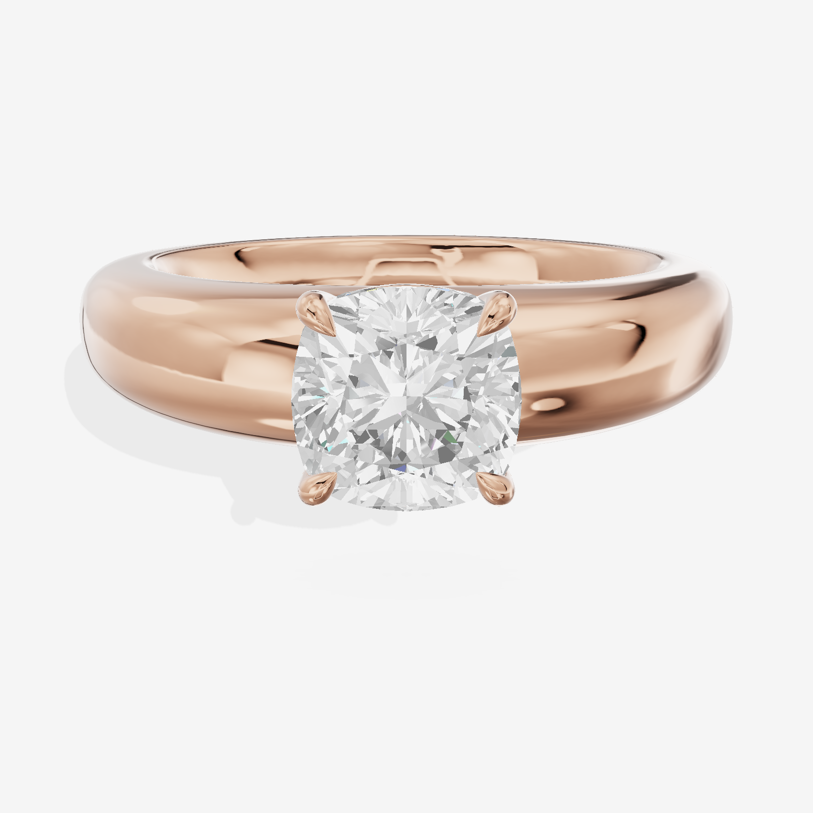 Whispered Adorae 5mm Cushion Solitaire Engagement Ring in 14K Rose Gold