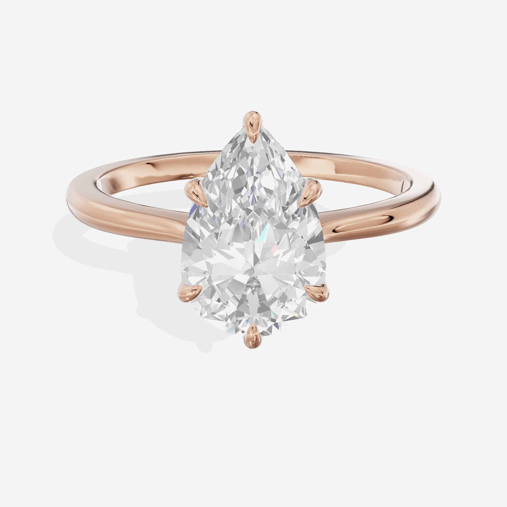 Crowned Halcyon 2.5mm Pear Six-Prong Engagement Ring in 18K Rose Gold