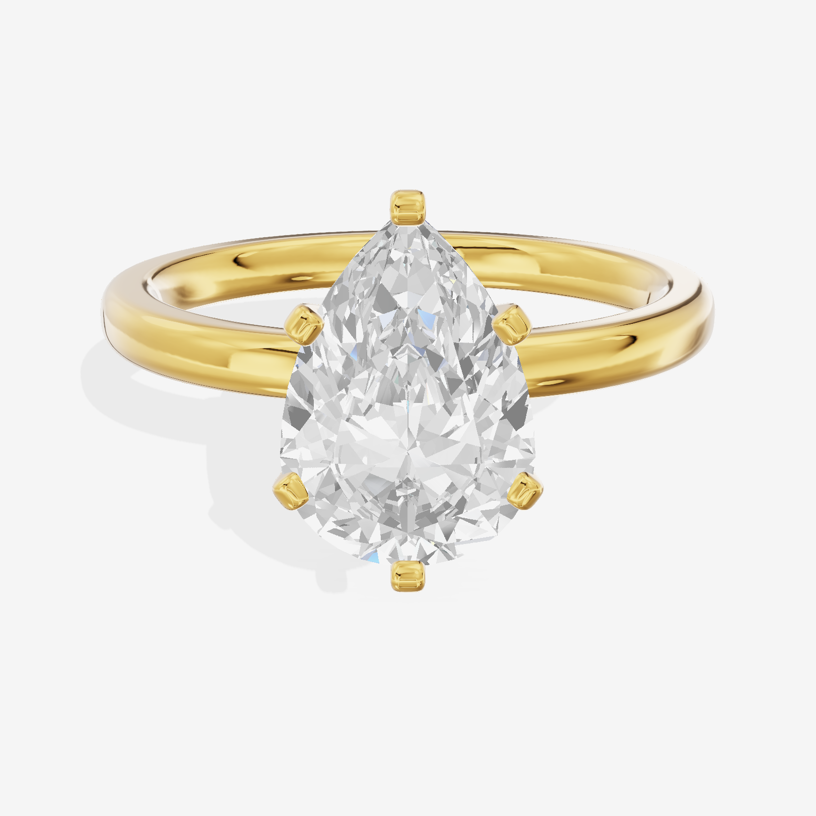Sincere 2mm Pear Solitaire Engagement Ring in 18K Yellow Gold