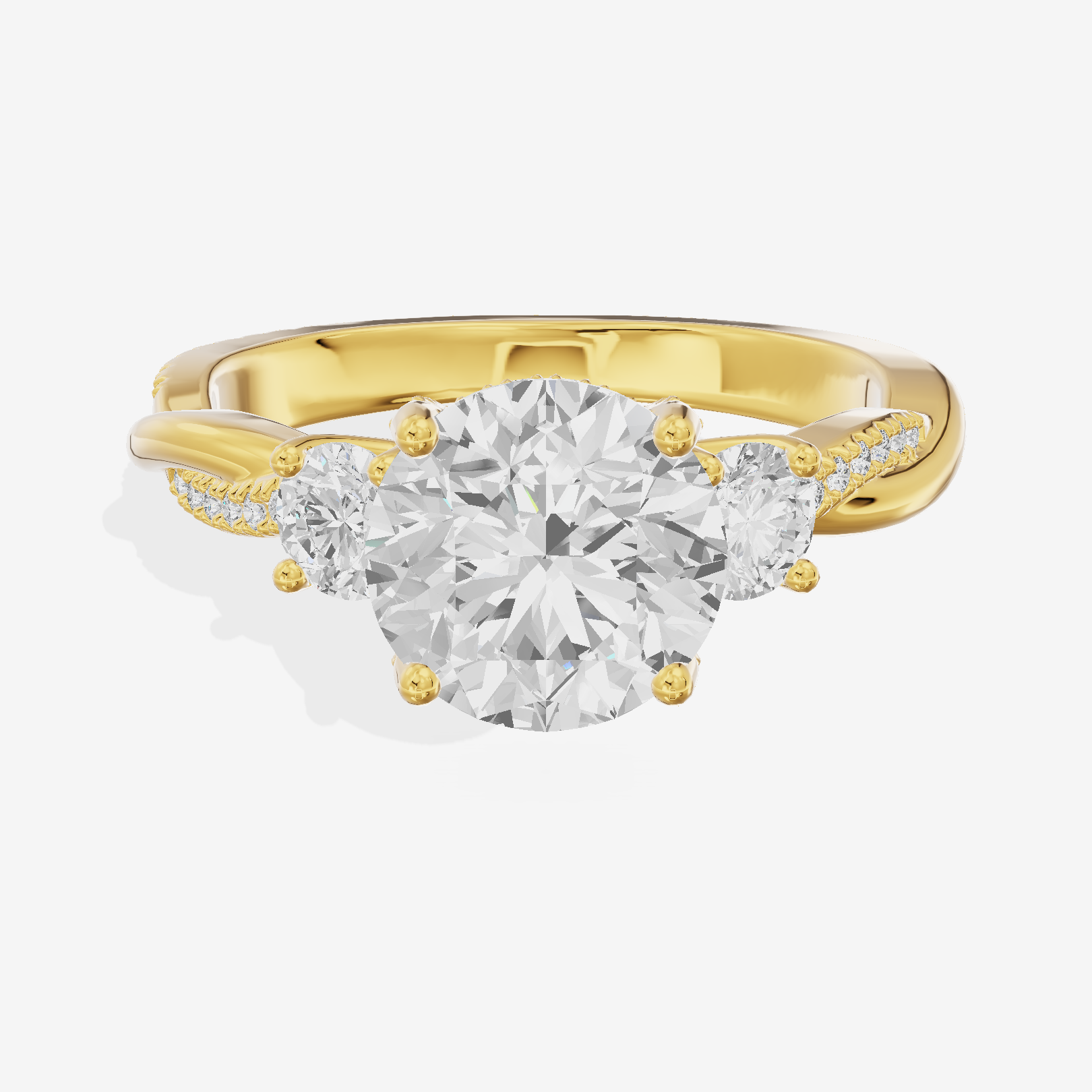 Petite Twine Three Stone Round Engagement Ring (1/2 ct. tw.) in 14K Yellow Gold