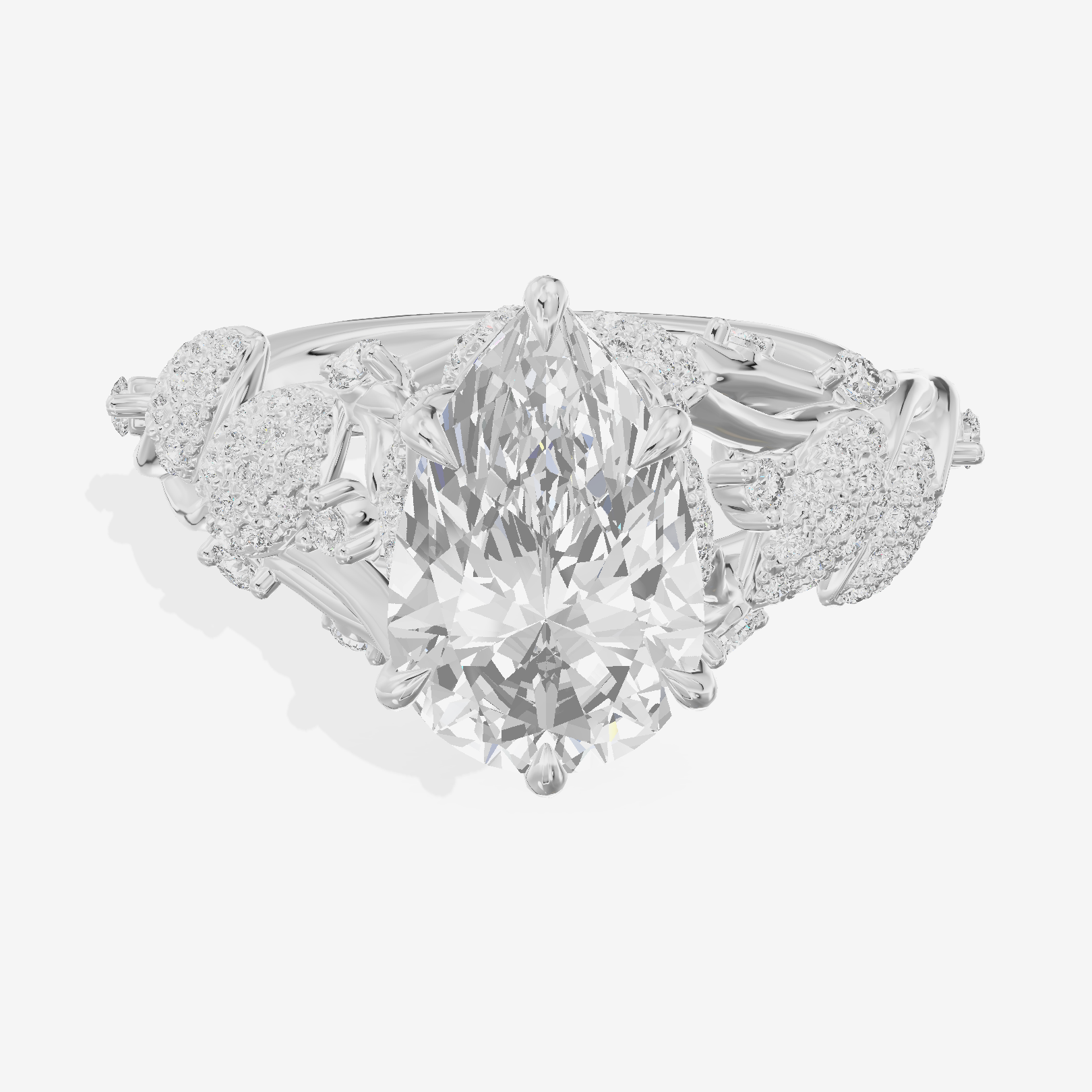 Modern Linger Pear Engagement Ring with Side Stones (3/4 ct. tw.) in Platinum