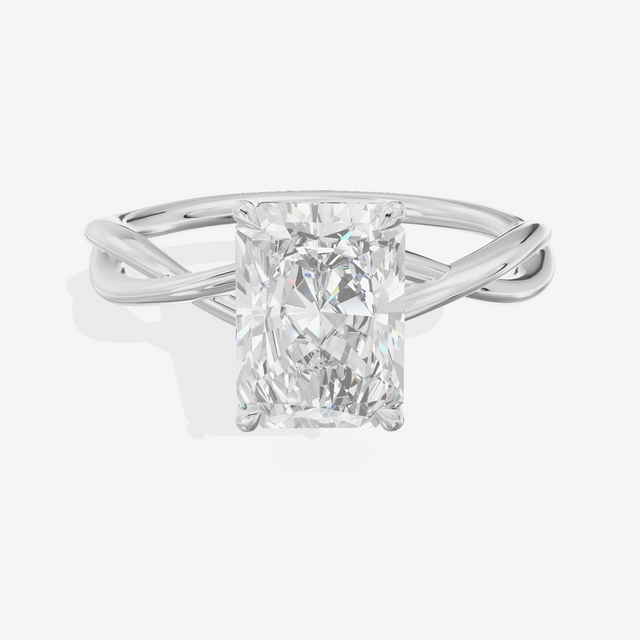 Twined Sincere Radiant Twisted Engagement Ring in Platinum