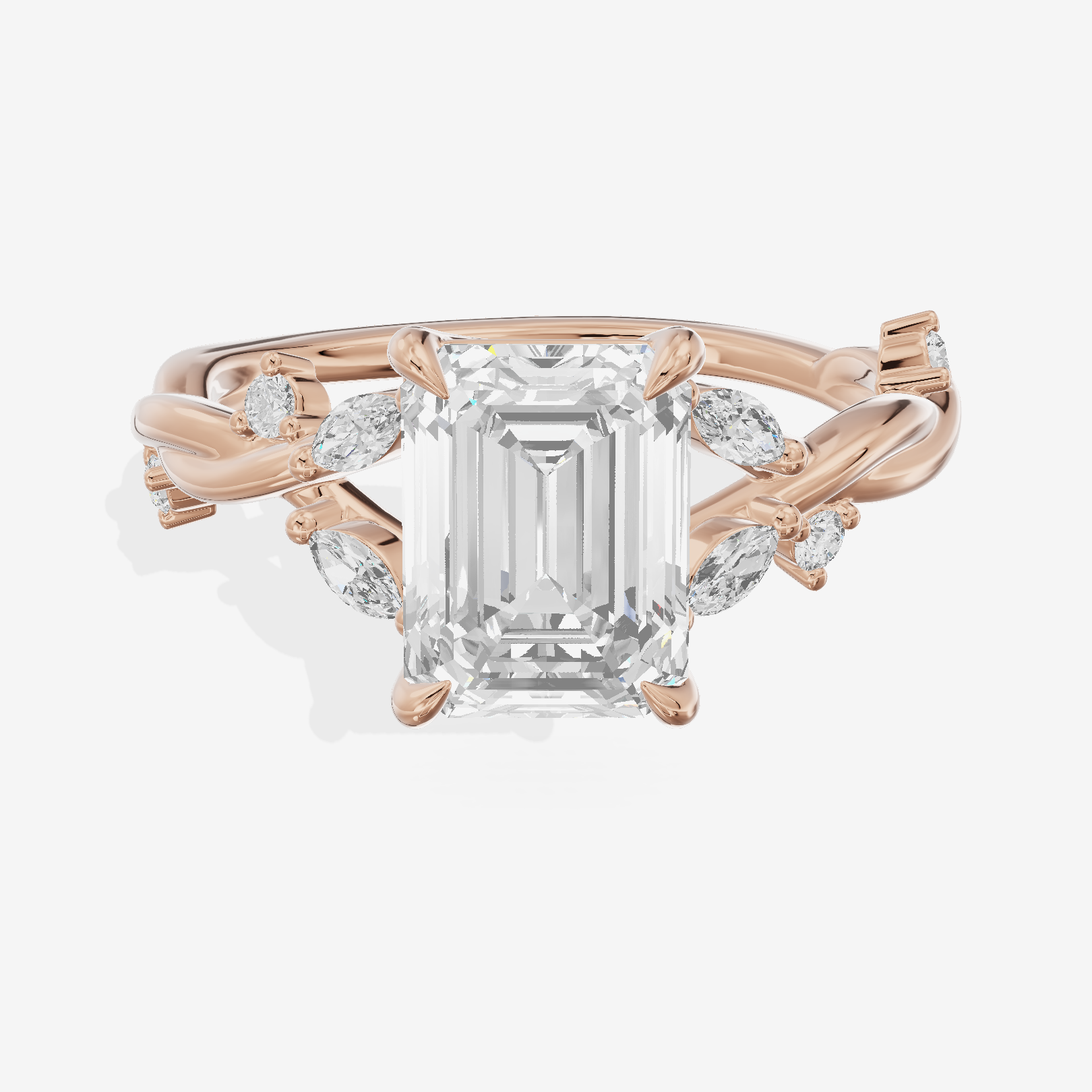 Twined Vowsae Emerald Twisted Engagement Ring (1/6 ct. tw.) in 18K Rose Gold