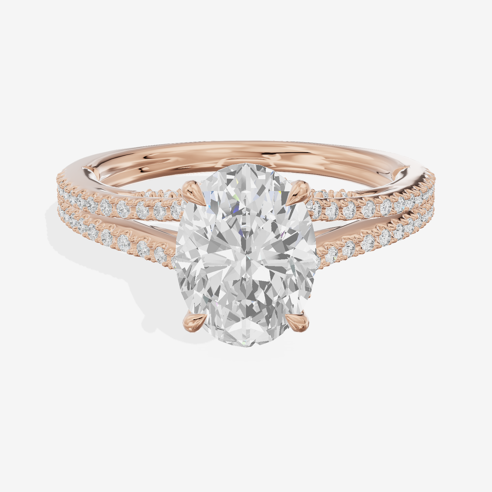 Aimora Cathedral 2mm Oval Solitaire Engagement Ring (1/3 ct. tw.) in 18K Rose Gold