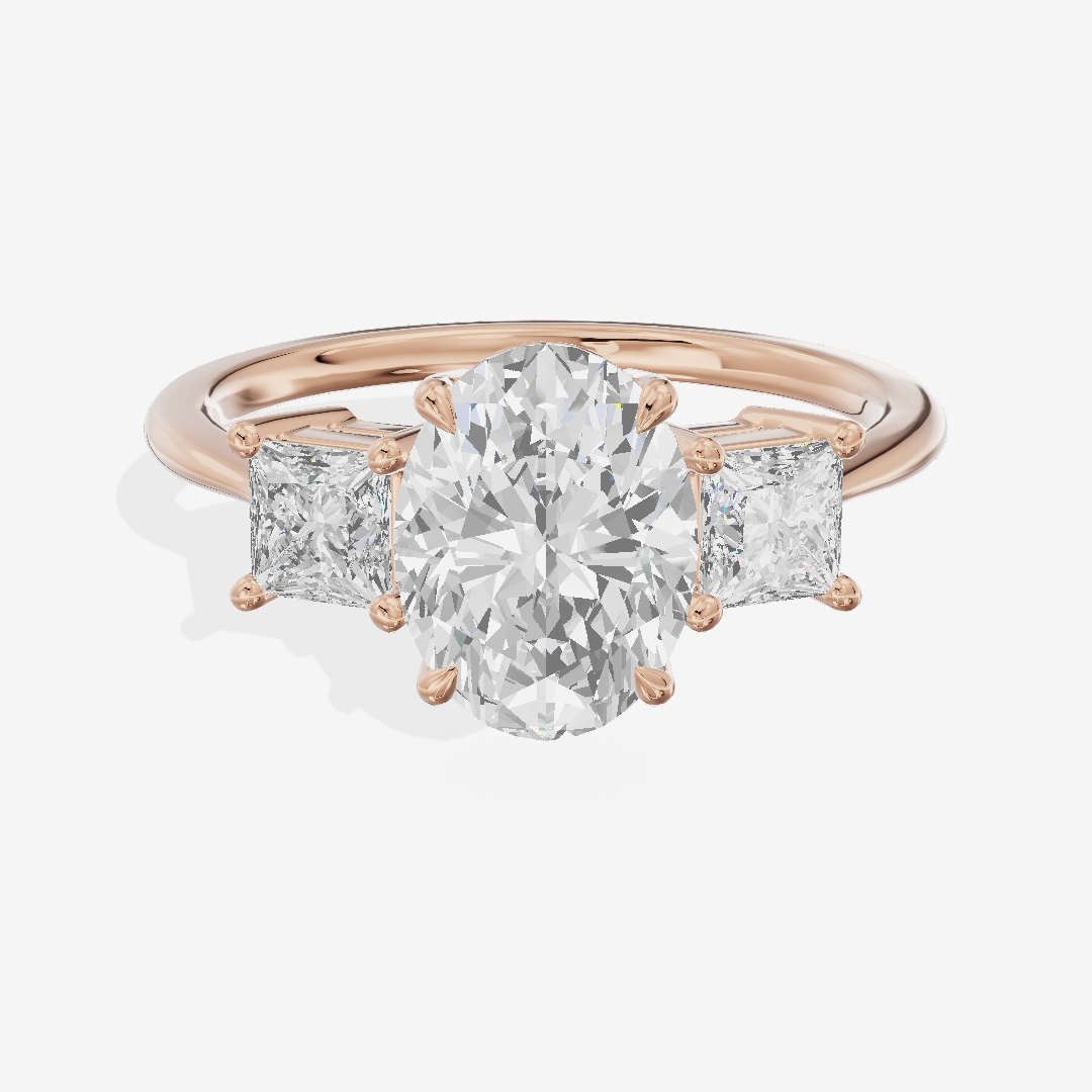 Belovae Anniversary Anniversary Oval Three Stone Engagement Ring (1/2 ct. tw.) in 14K Rose Gold