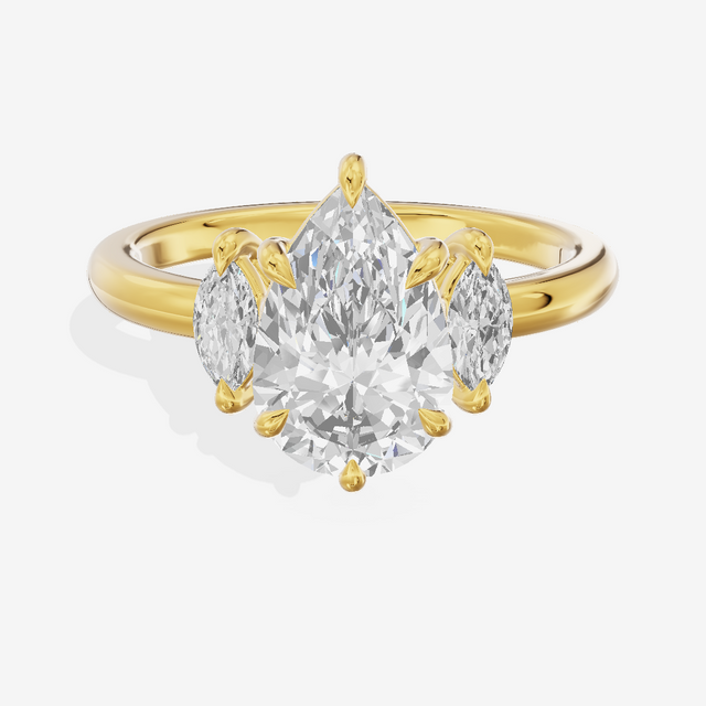 Classic Sincere Three Stone Pear Engagement Ring (1/3 ct. tw.) in 14K Yellow Gold