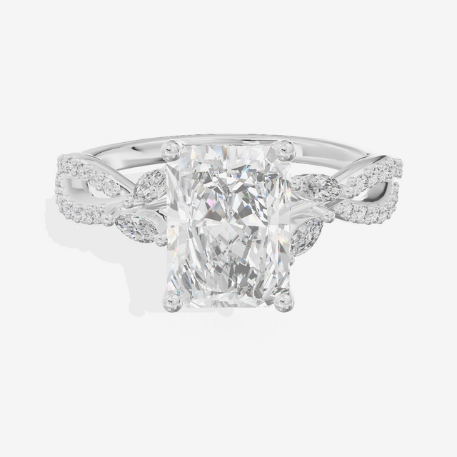 Luxe Domeline 1.5mm Radiant Solitaire Engagement Ring (1/8 ct. tw.) in 14K White Gold