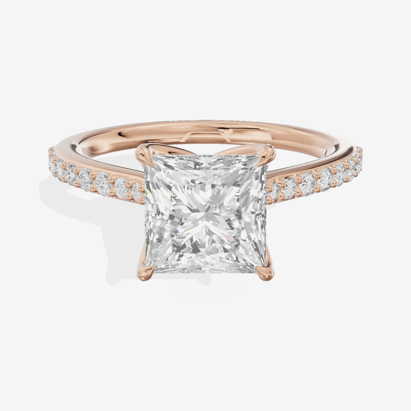 Modern Maia Princess Engagement Ring with Side Stones (1/5 ct. tw.) in 14K Rose Gold