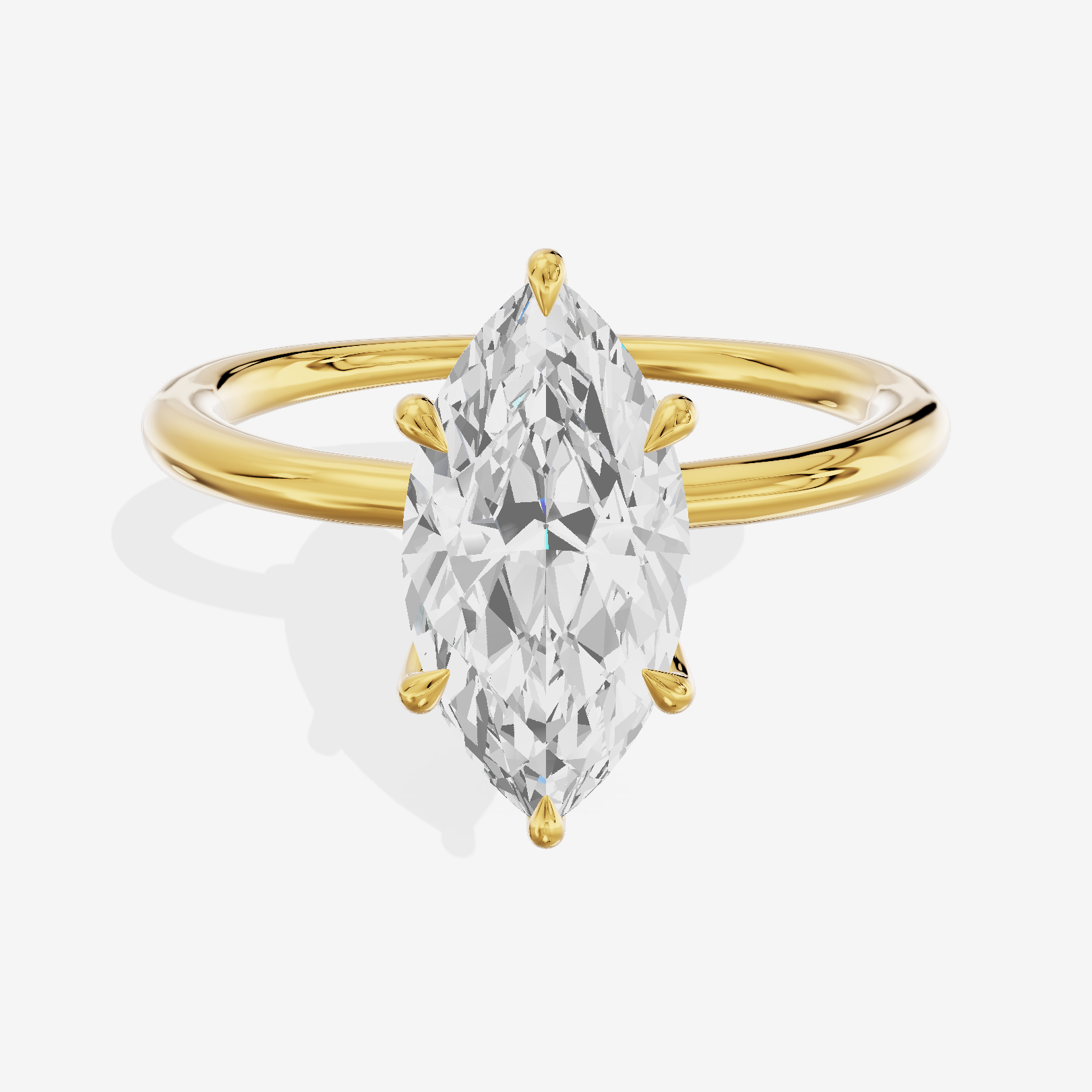 Modern Aimora 2.3mm Marquise Six-Prong Engagement Ring in 14K Yellow Gold