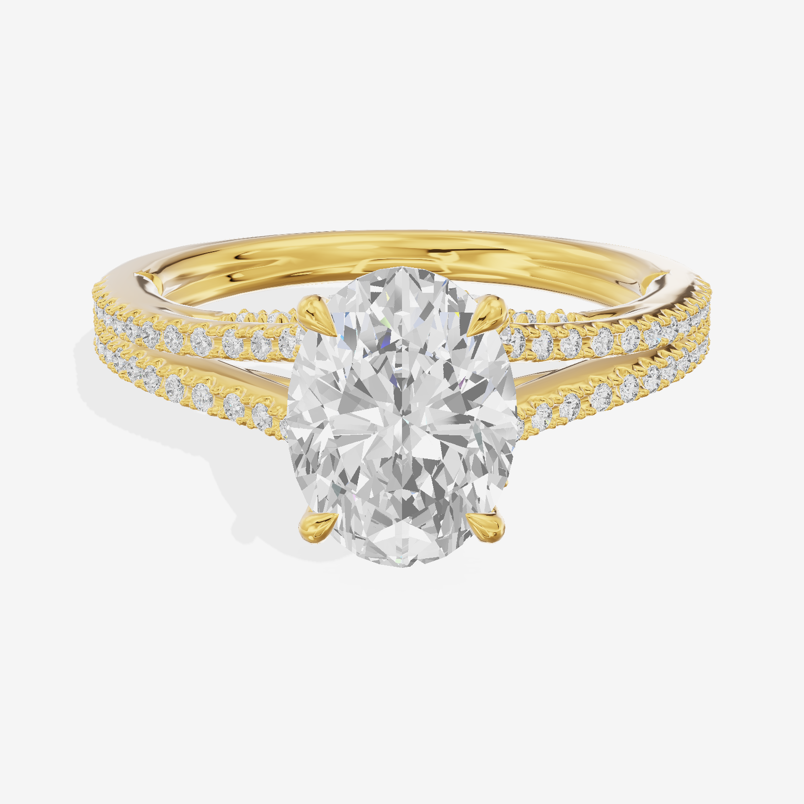 Aimora Cathedral 2mm Oval Solitaire Engagement Ring (1/3 ct. tw.) in 18K Yellow Gold