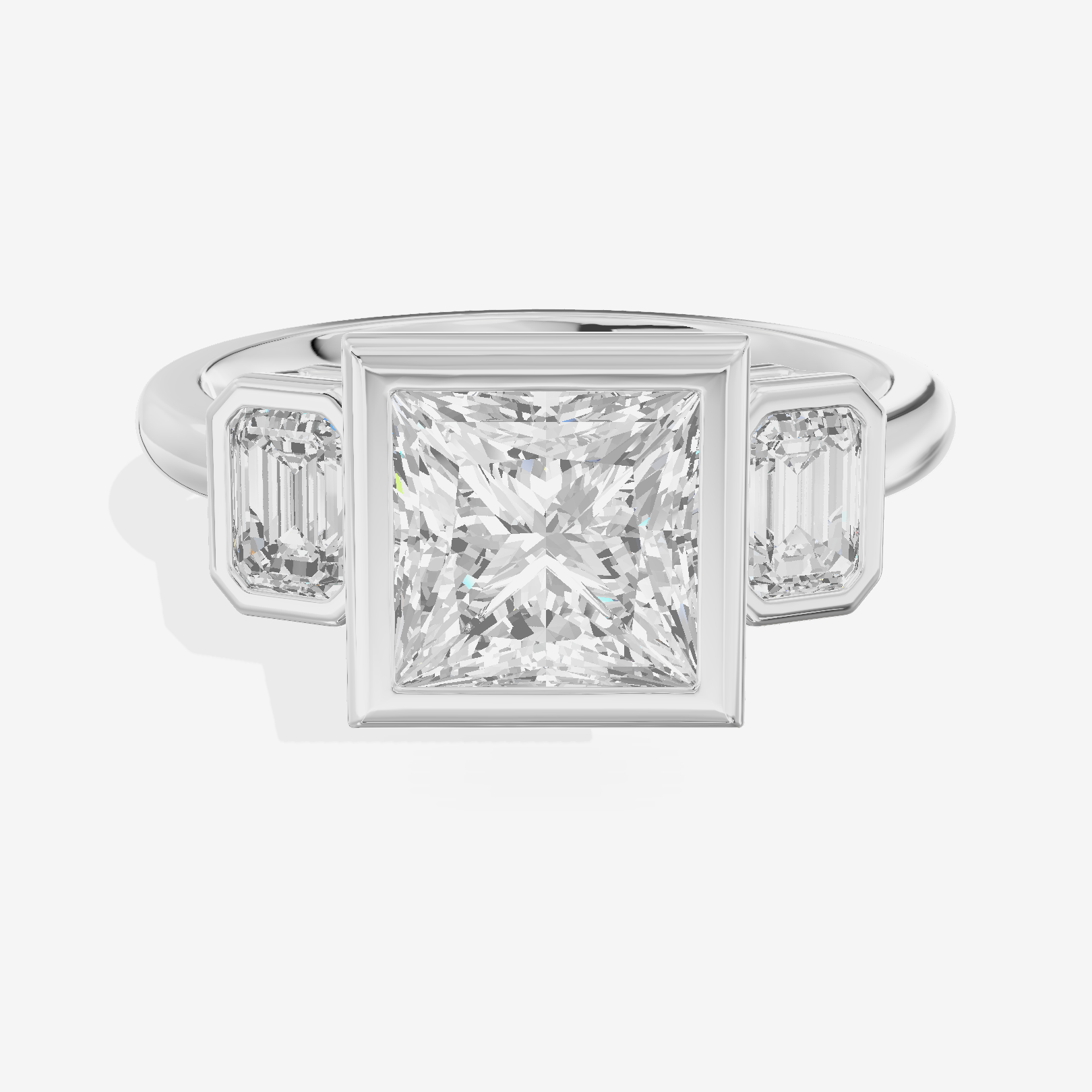 Vintage Sincere Three Stone Princess Engagement Ring (1/2 ct. tw.) in Platinum