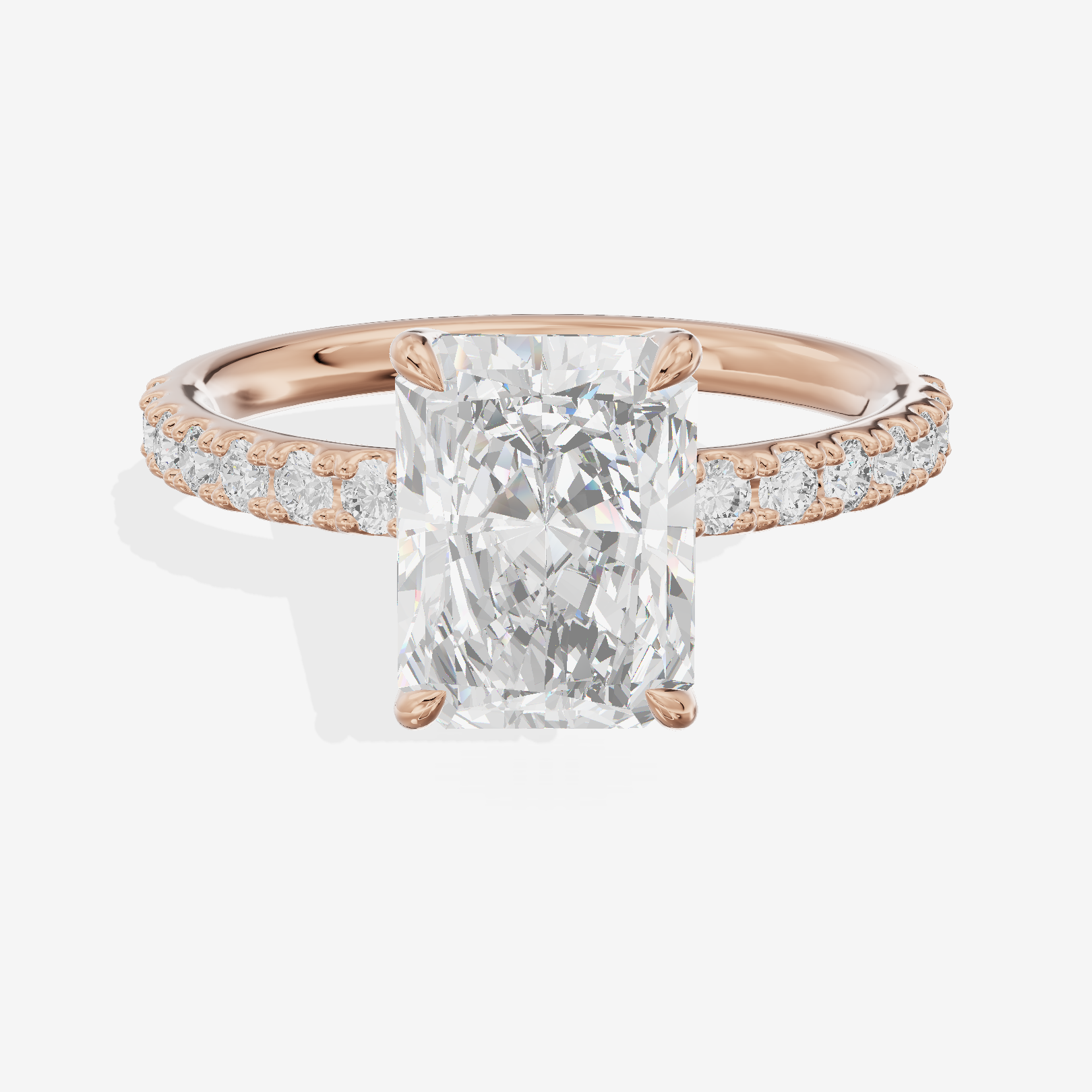 Vintage Selenia Radiant Engagement Ring with Side Stones (1/4 ct. tw.) in 14K Rose Gold