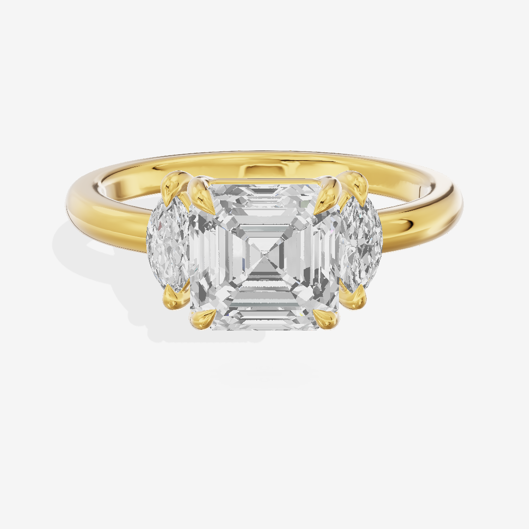 Classic Sincere Three Stone Asscher Engagement Ring (1/3 ct. tw.) in 14K Yellow Gold