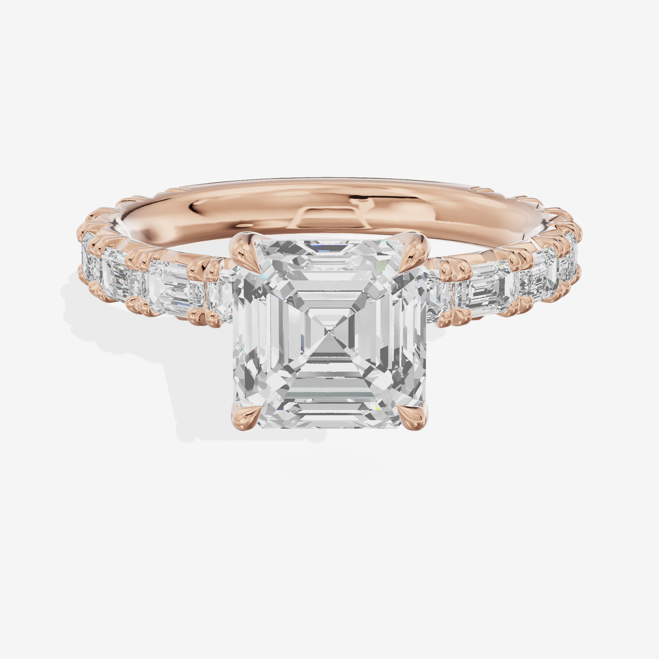 Luxe Aurea Asscher Engagement Ring with Side Stones (3/8 ct. tw.) in 18K Rose Gold