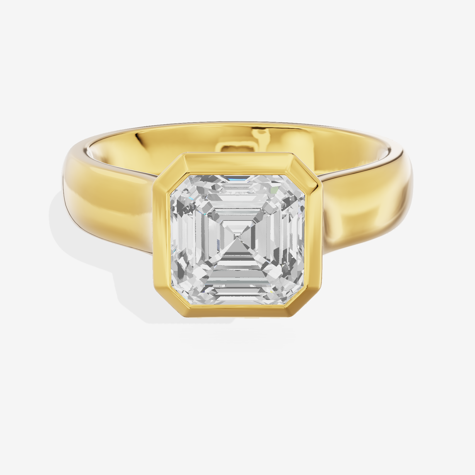 Cherubine 4mm Asscher Bezel Engagement Ring in 14K Yellow Gold