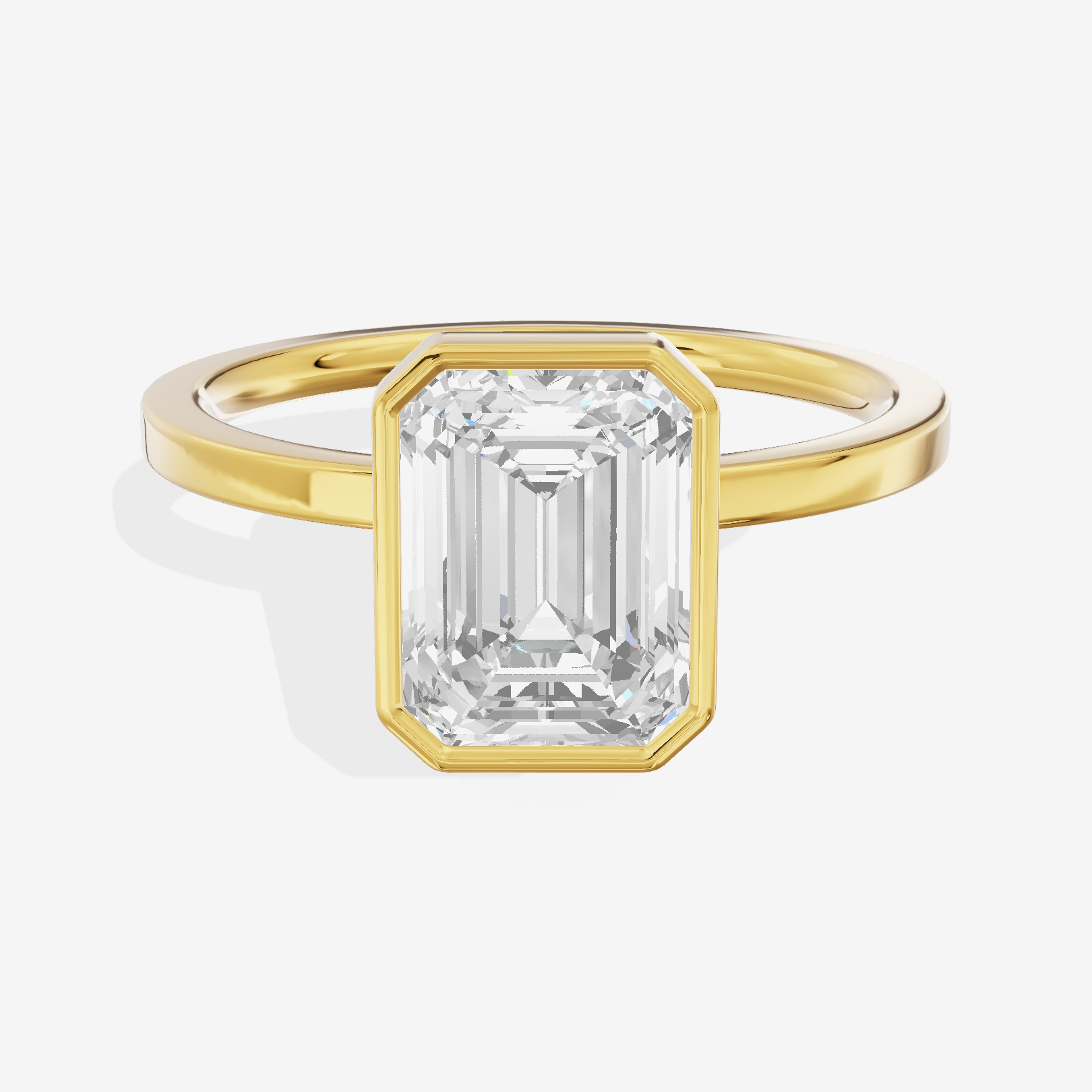One of One Classic 1.5mm Emerald Bezel Engagement Ring in 14K Yellow Gold