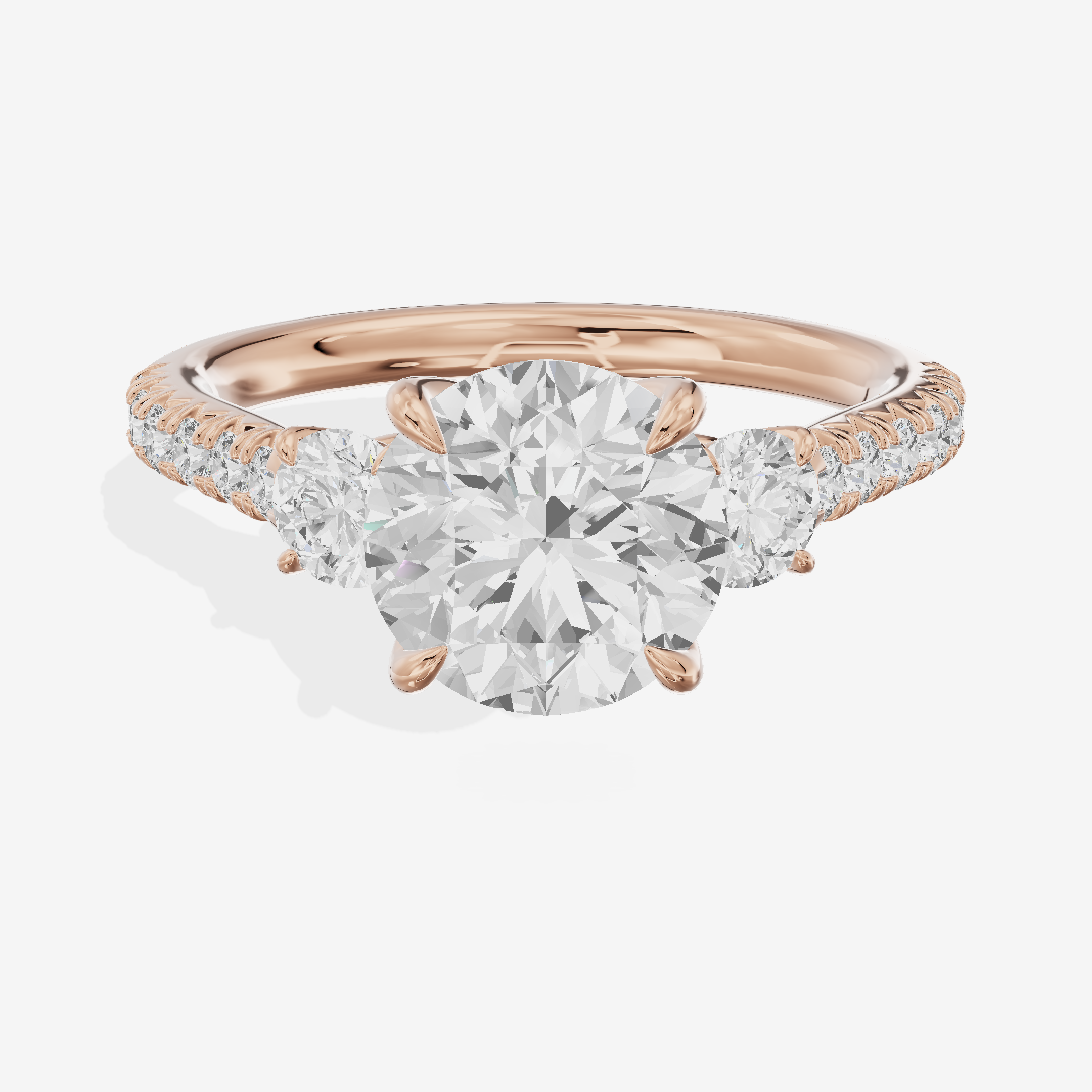 Triade Anniversary Anniversary Round Three Stone Engagement Ring (1/2 ct. tw.) in 18K Rose Gold
