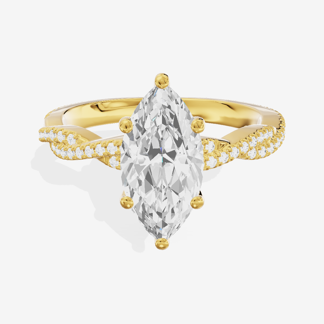 Petite Lightwoven Marquise Pavé Engagement Ring (1/4 ct. tw.) in 18K Yellow Gold