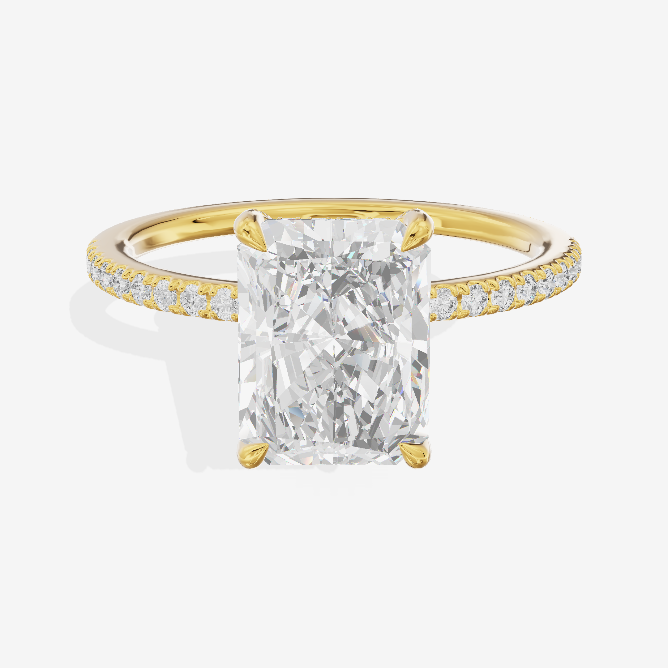 Bowed Sincere Radiant Engagement Ring with Side Stones (1/4 ct. tw.) in 18K Yellow Gold