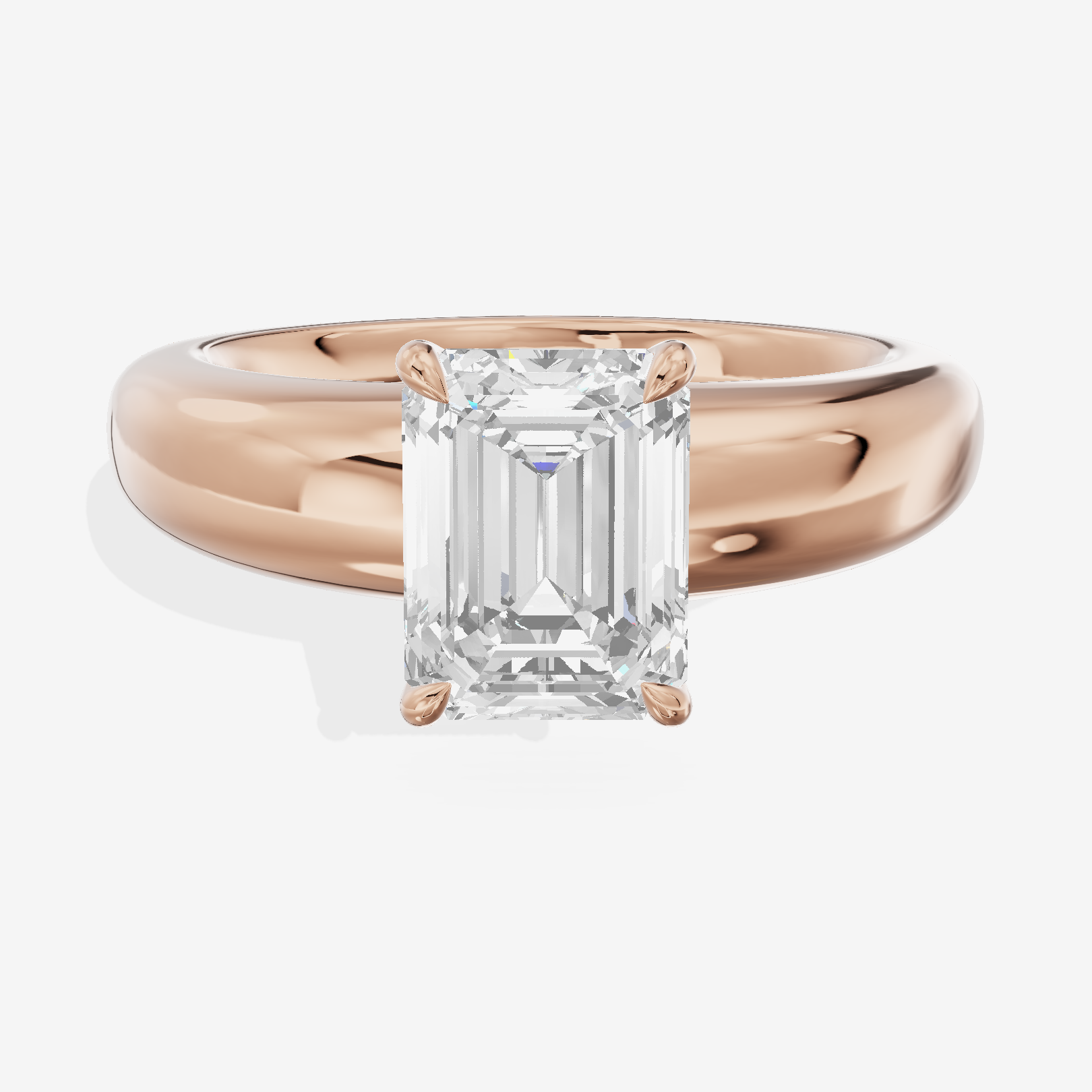 Whispered Adorae 5mm Emerald Solitaire Engagement Ring in 14K Rose Gold
