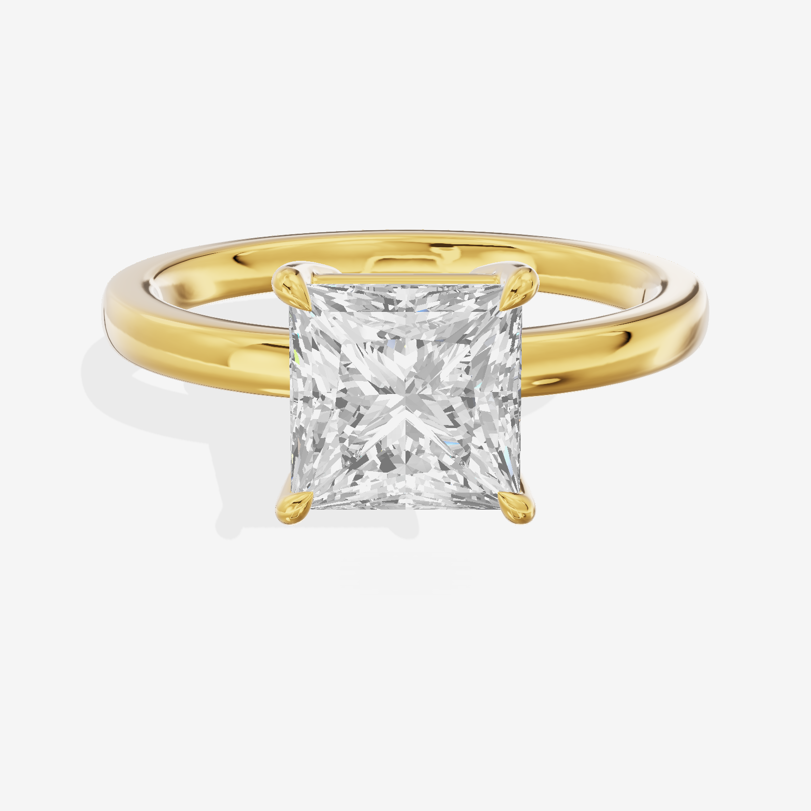 Heartline 2mm Princess Solitaire Engagement Ring in 18K Yellow Gold