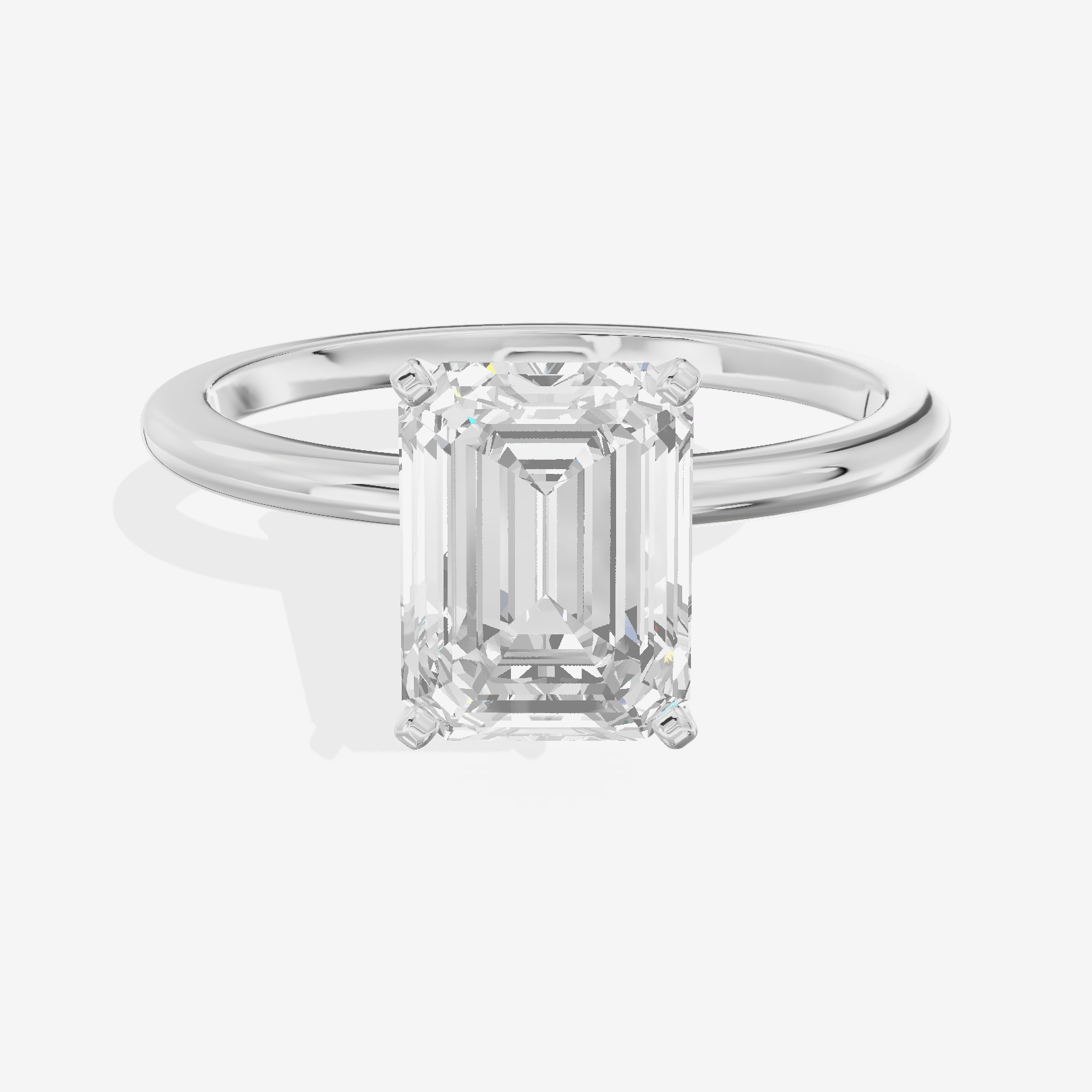 Coeurine 1.5mm Emerald Comfort Fit Engagement Ring in Platinum