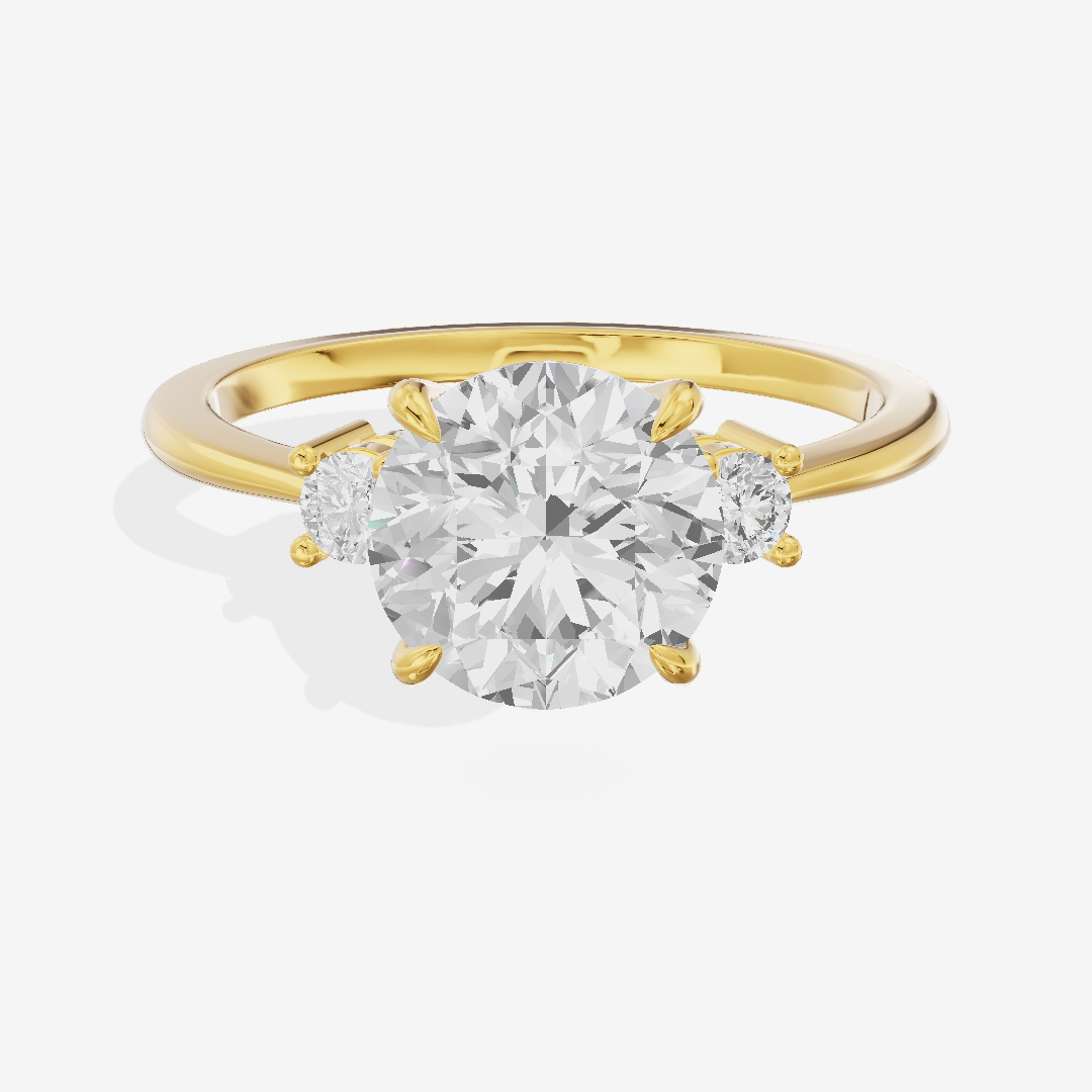 Eternal Aimora Round Three Stone Engagement Ring (1/10 ct. tw.) in 14K Yellow Gold