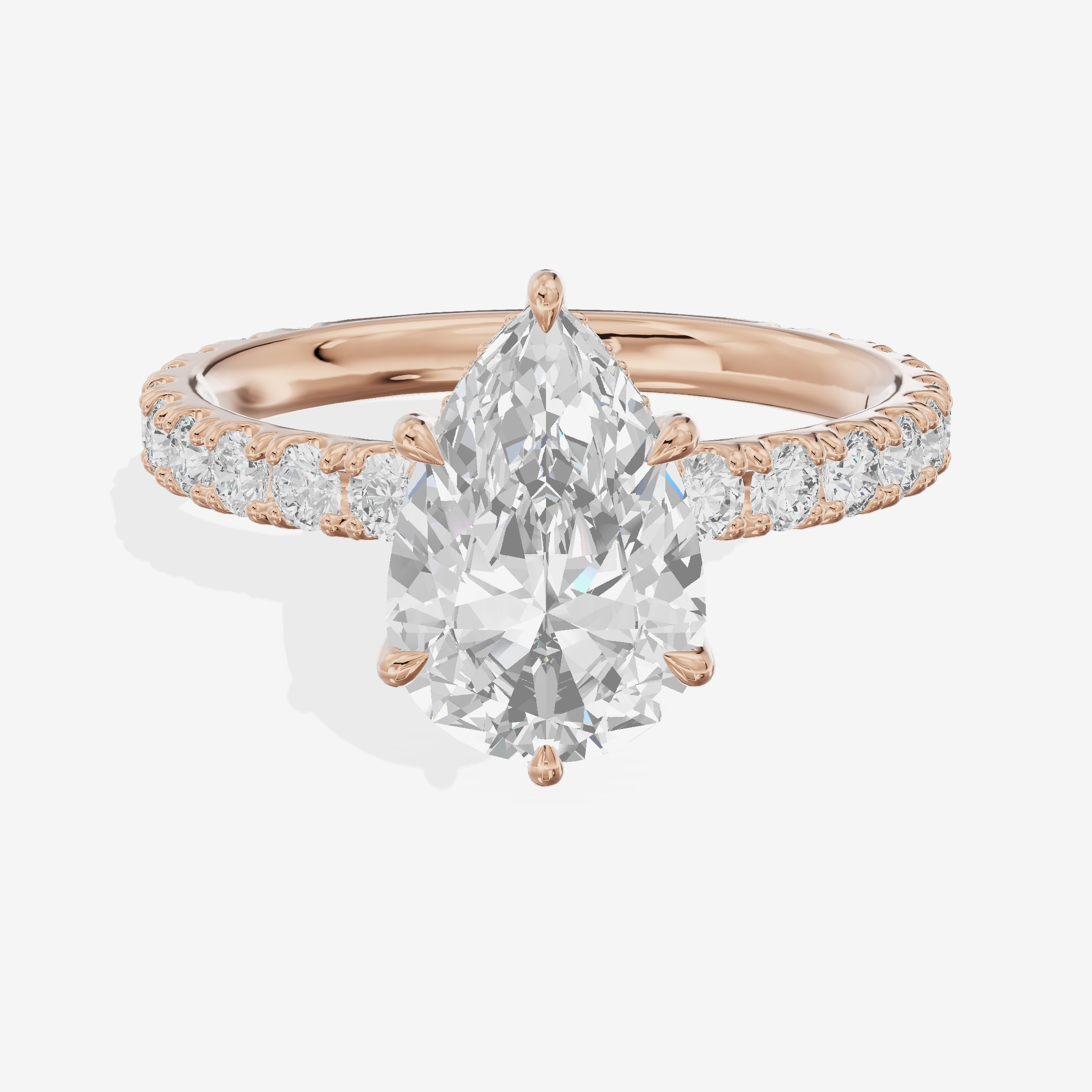 Grand Coeurine Pear Engagement Ring with Side Stones (3/5 ct. tw.) in 18K Rose Gold