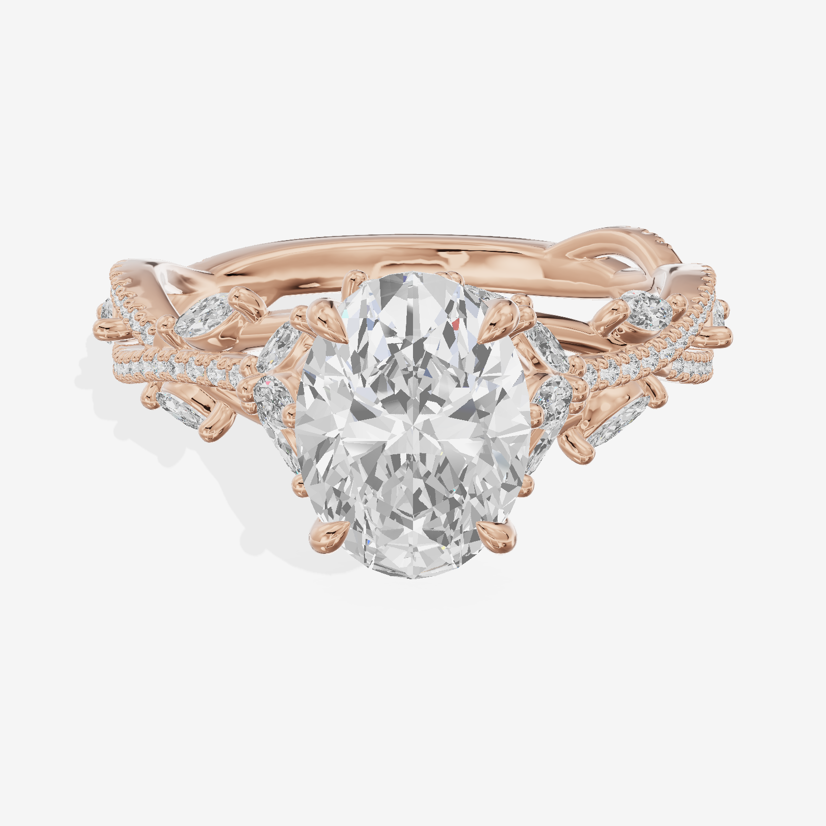 Grand Twine Oval Twisted Engagement Ring (3/4 ct. tw.) in 18K Rose Gold